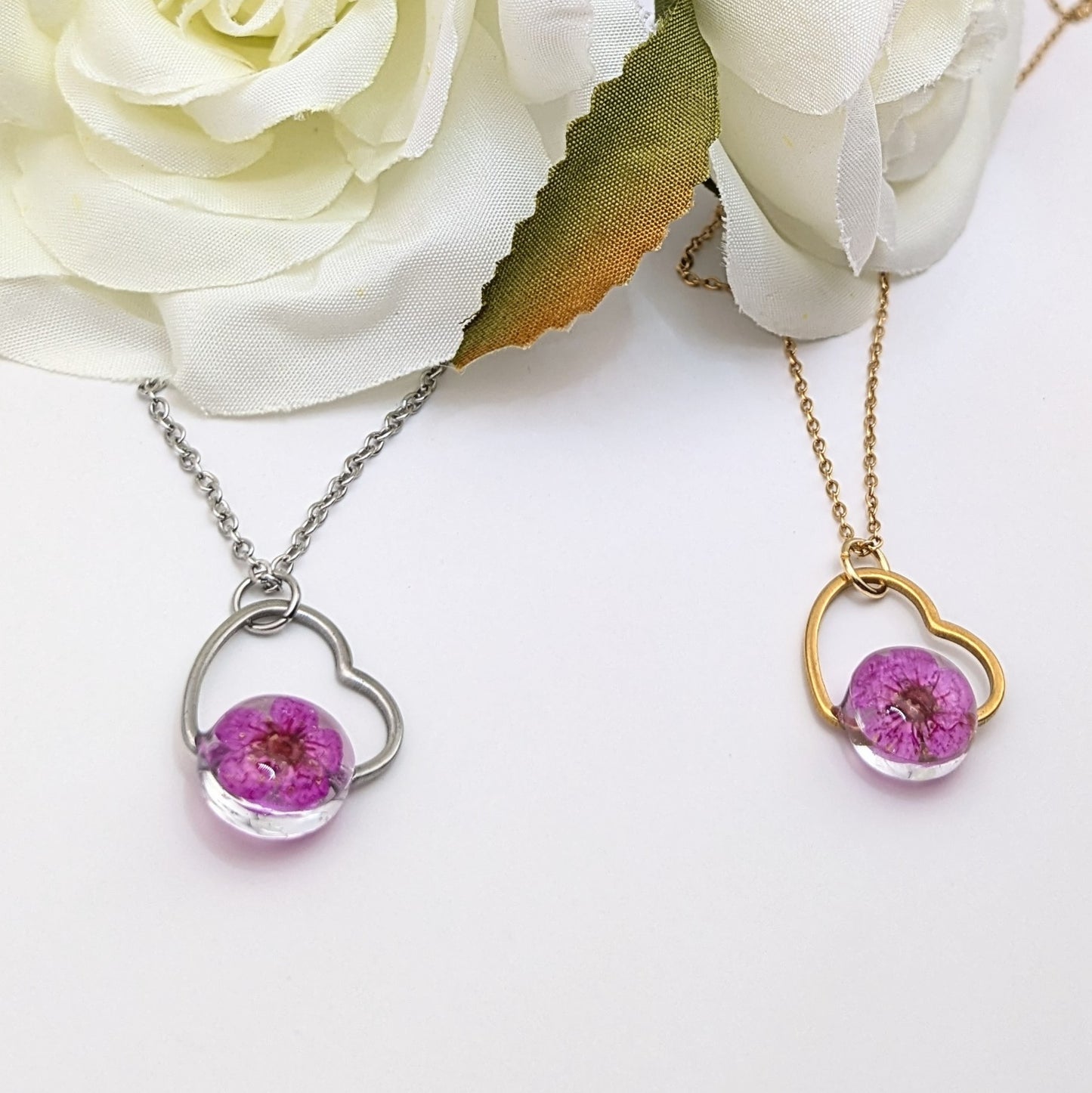 Pink Blossom heart necklace