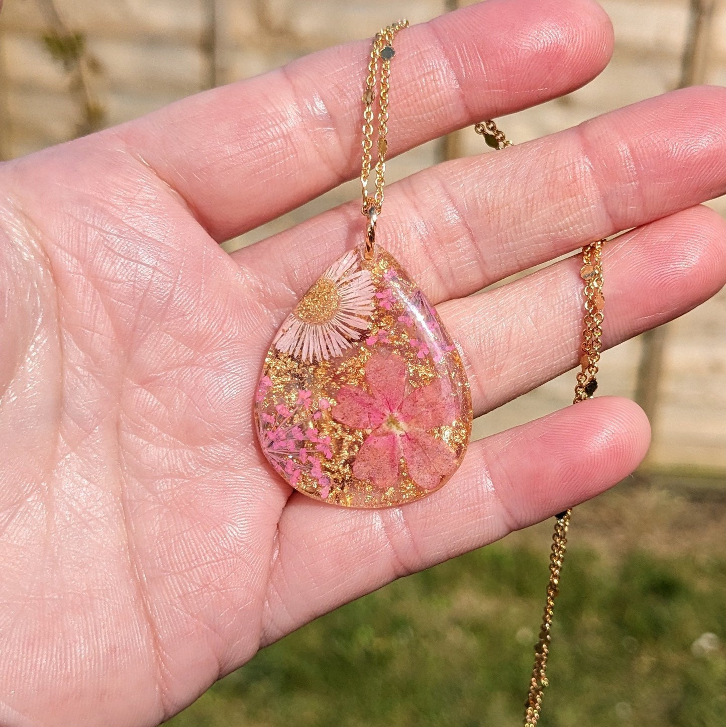 Pink floral necklace