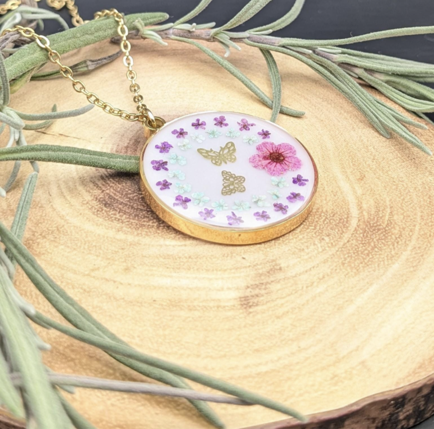 Butterflies and blossom necklace