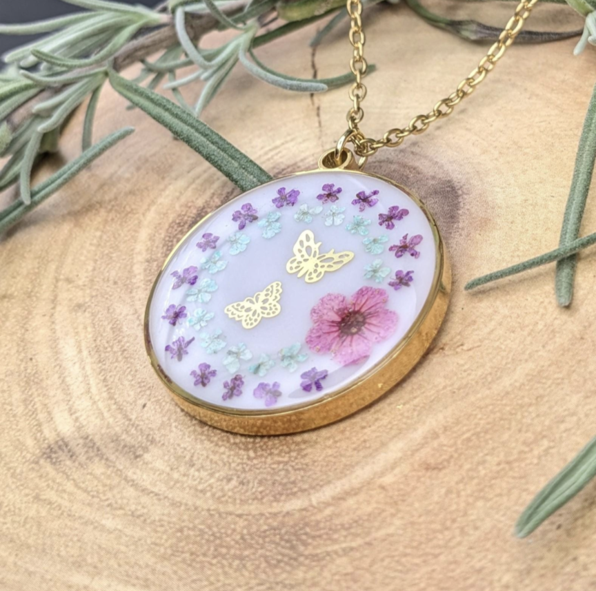 Butterflies and blossom necklace