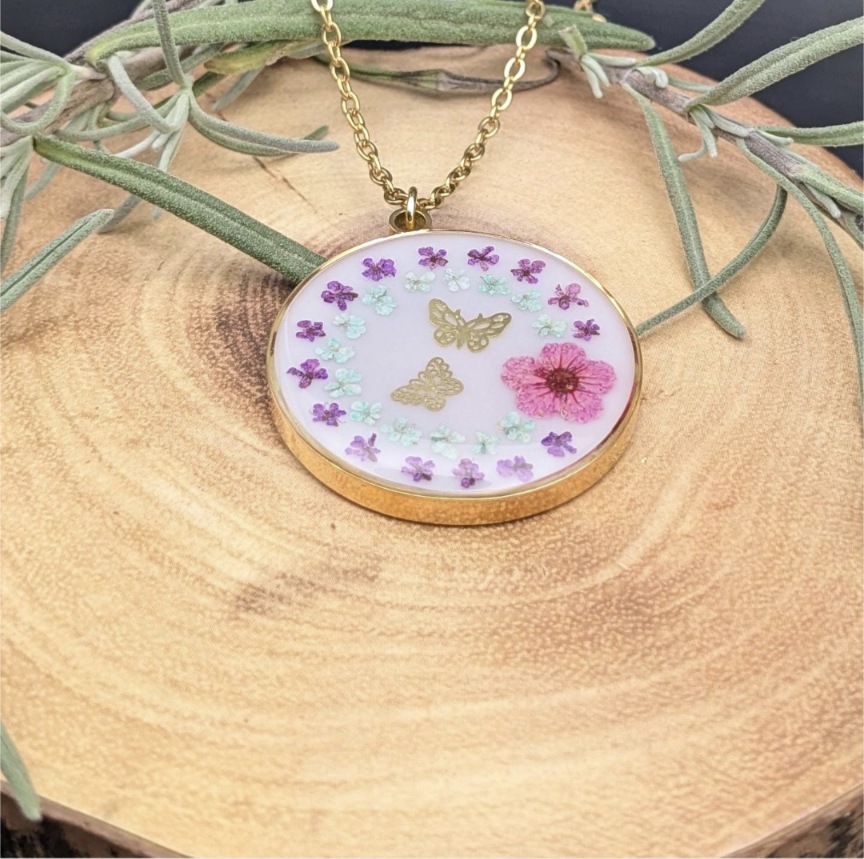 Butterflies and blossom necklace