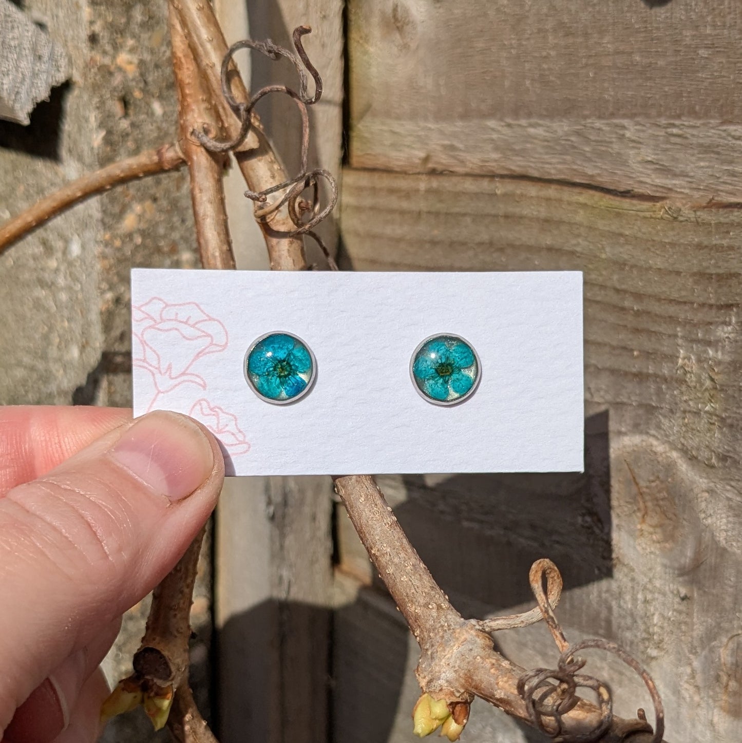 Blue flower blossom earrings