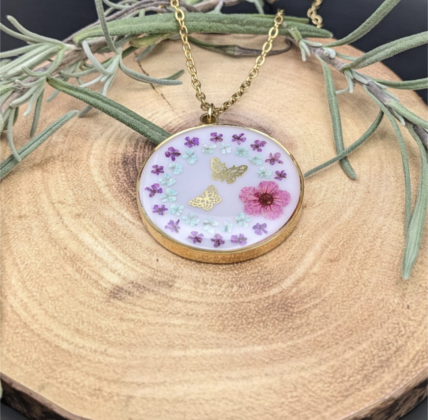 Butterflies and blossom necklace