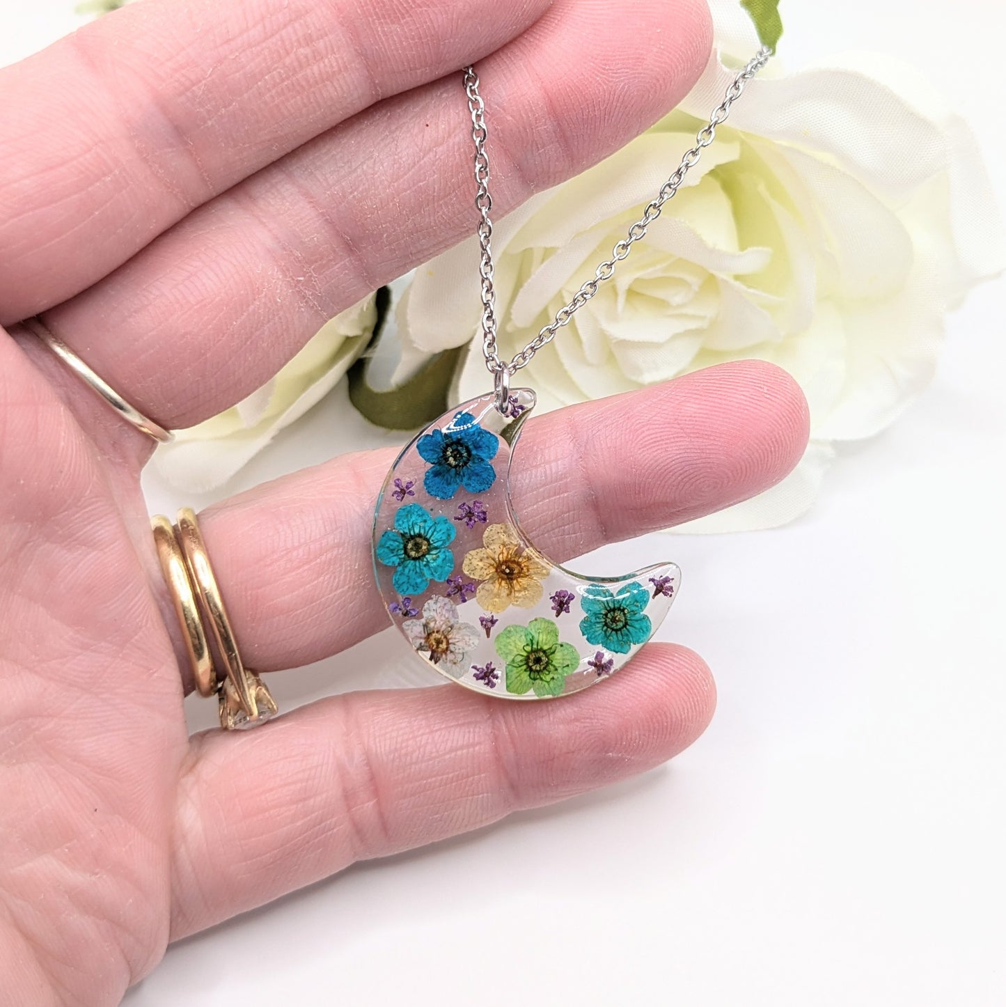 Moon in bloom necklace