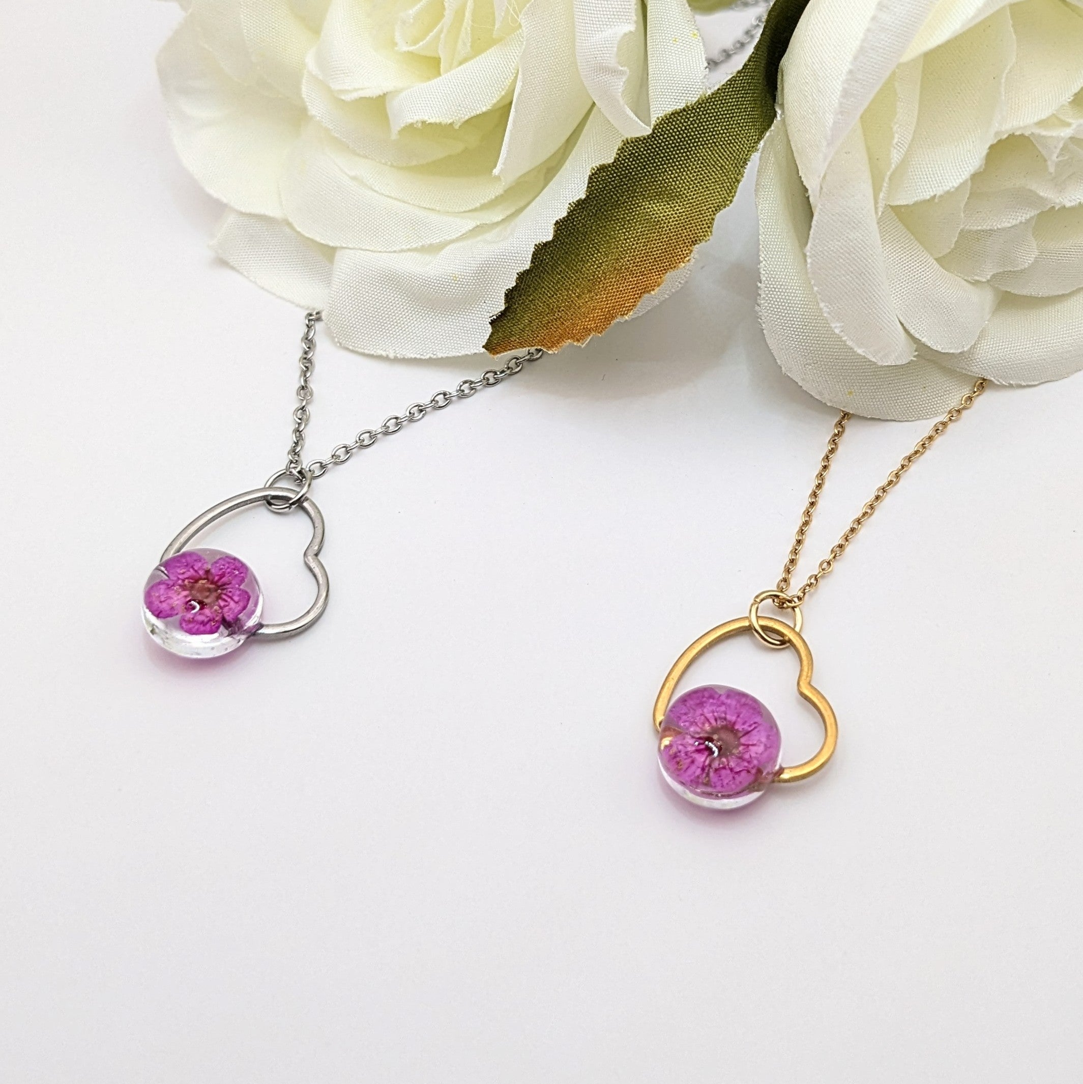 Pink Blossom heart necklace