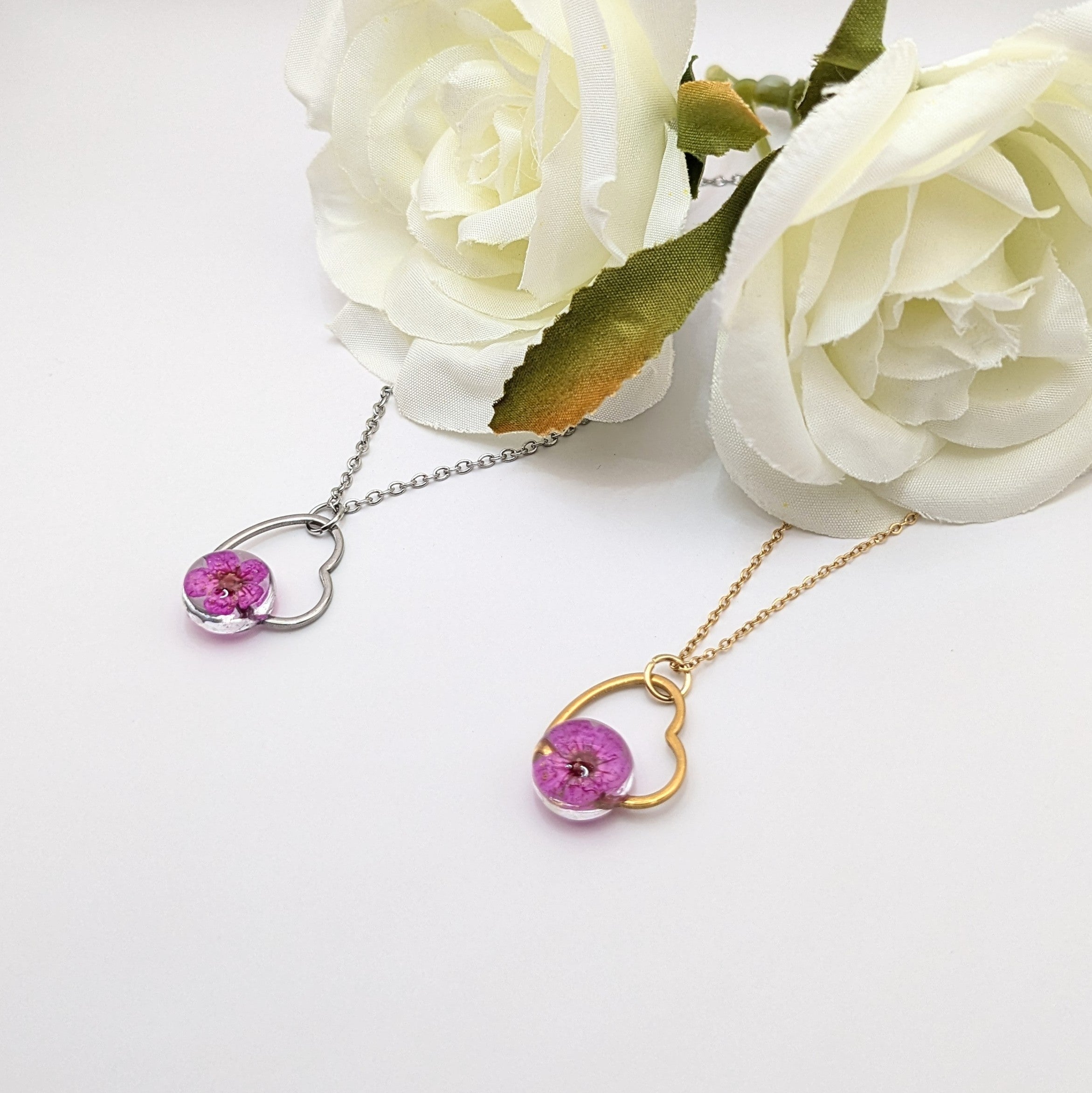 Pink Blossom heart necklace