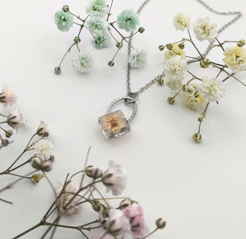 Orange blossom flower necklace