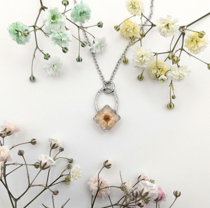 Orange blossom flower necklace