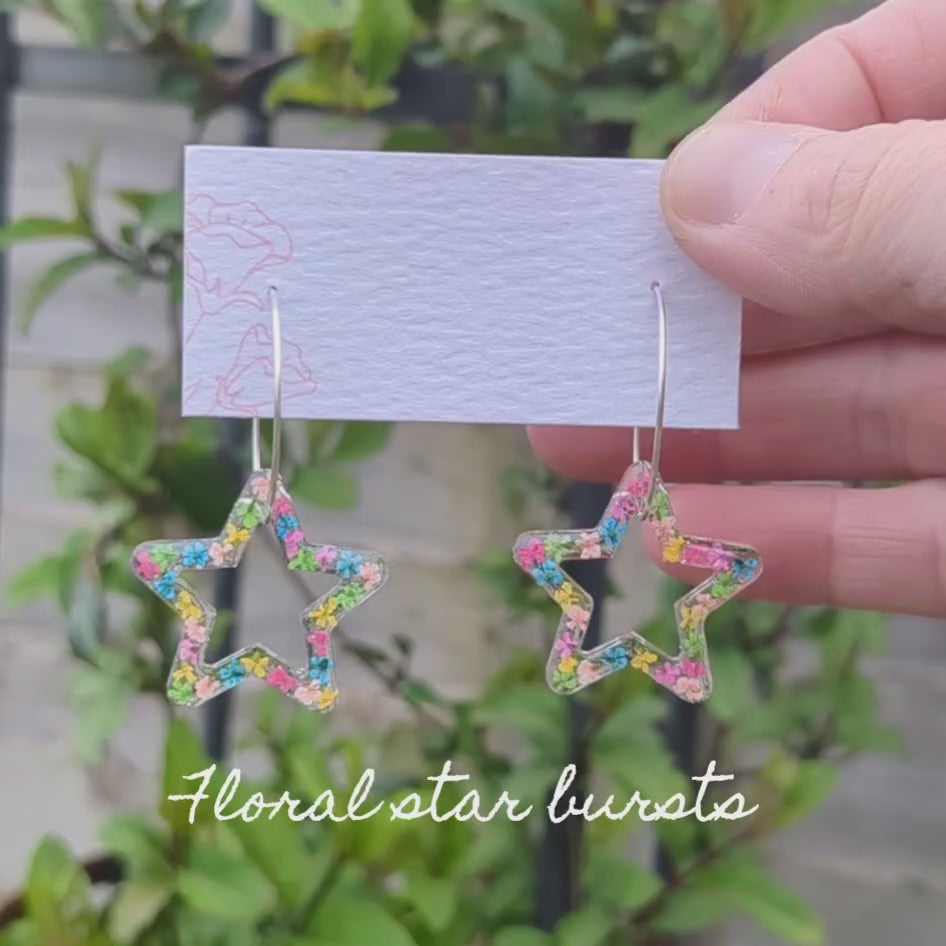 Floral star burst hoops