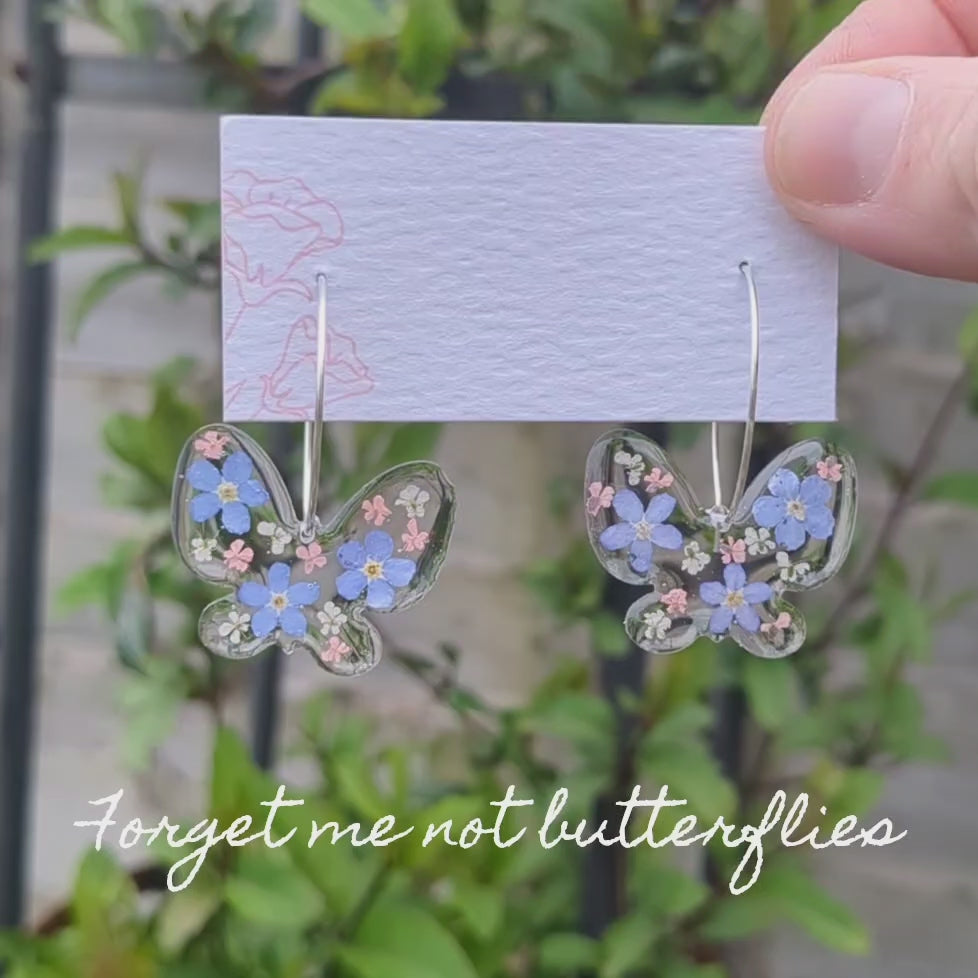 Forget me not butterfly hoops