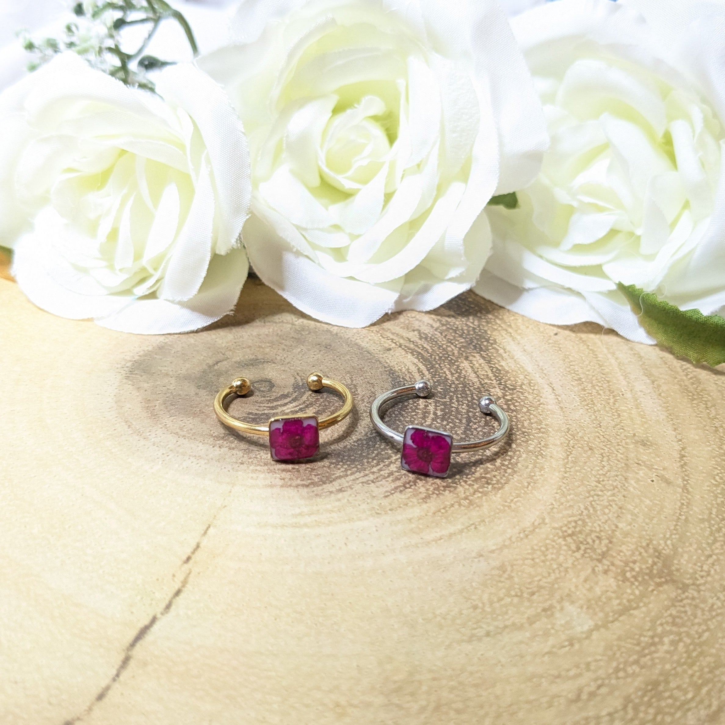 Flower blossom adjustable cuff ring