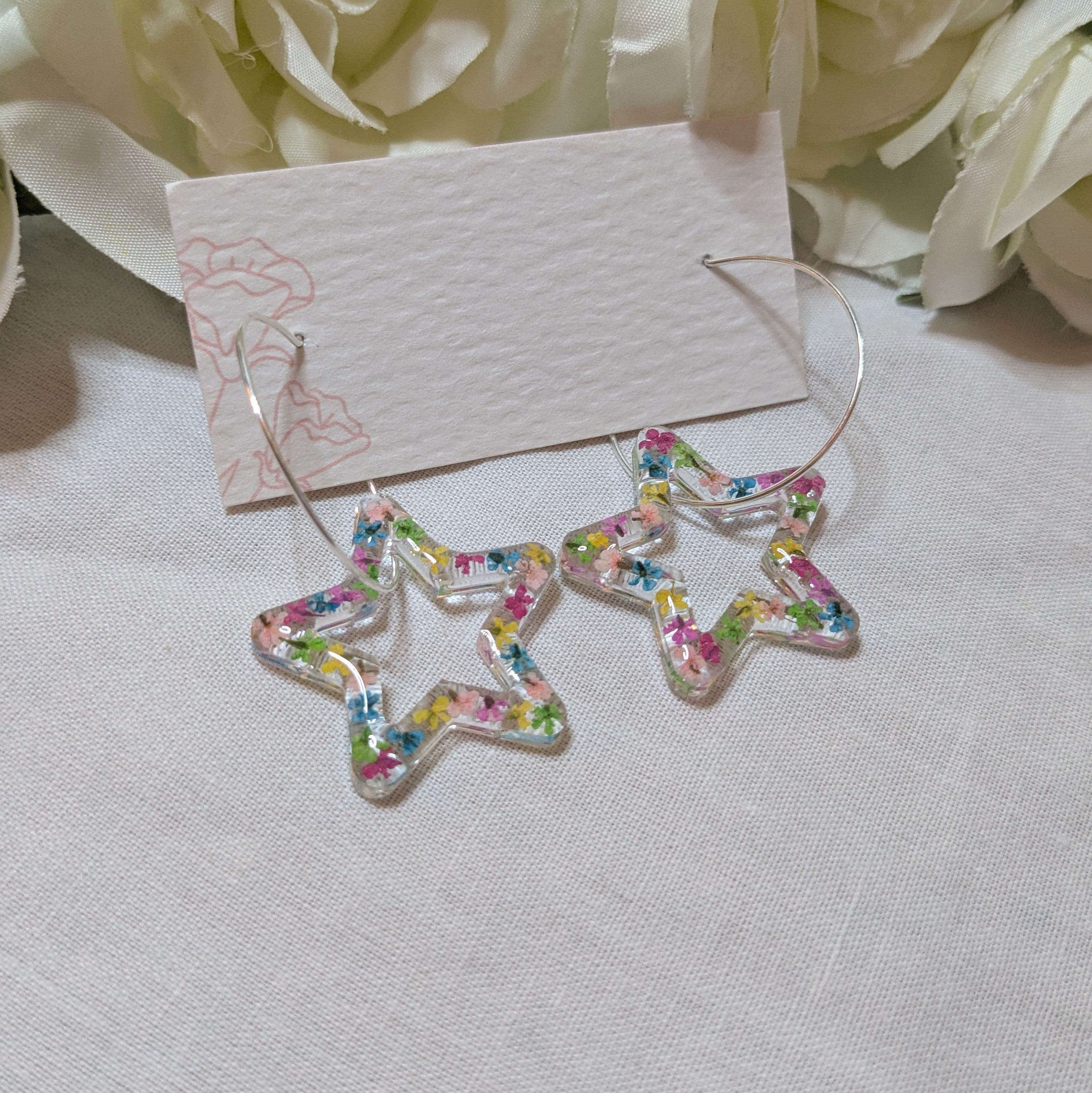 Floral star burst hoops