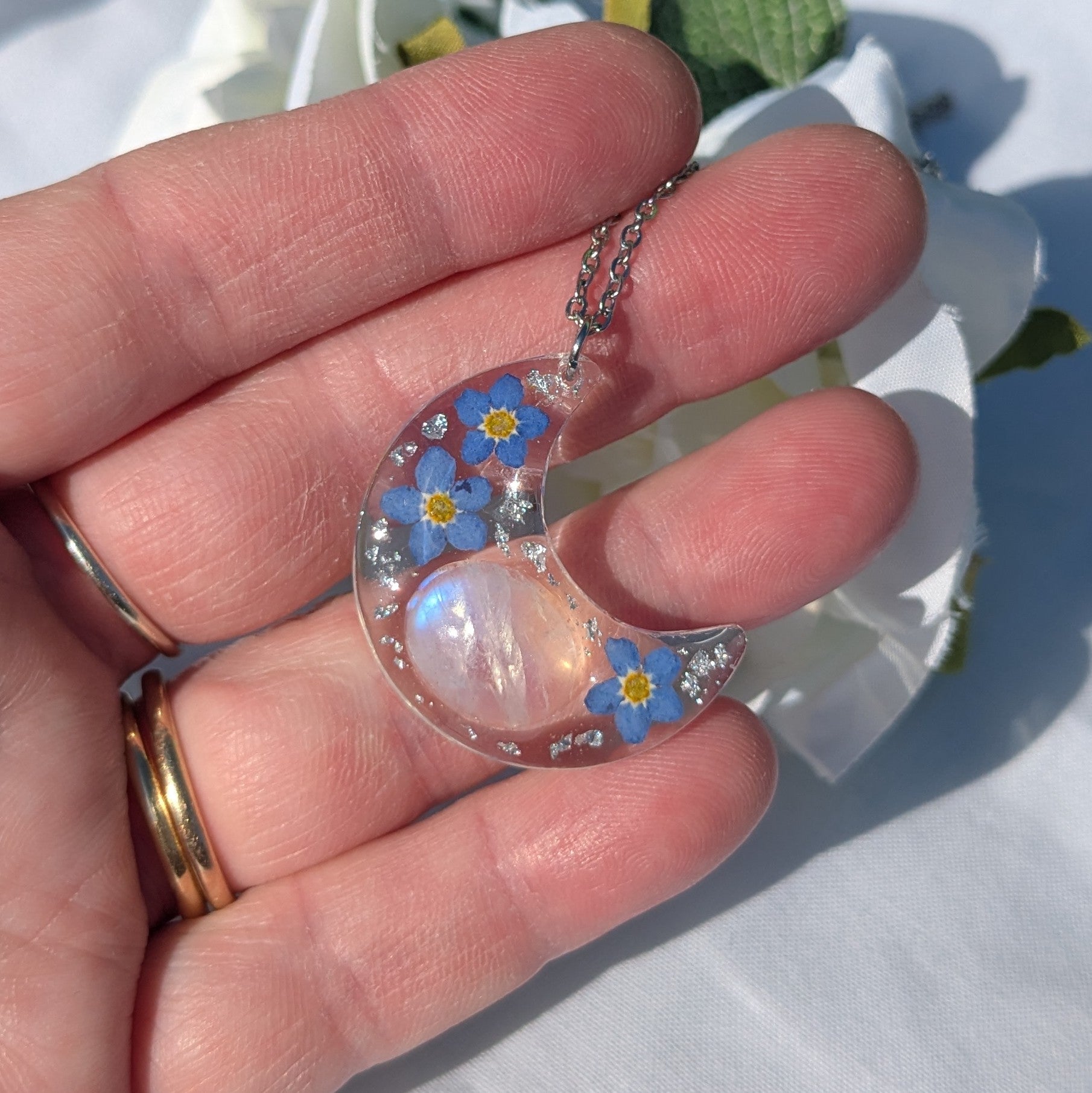 Moonstone and forget me not moon