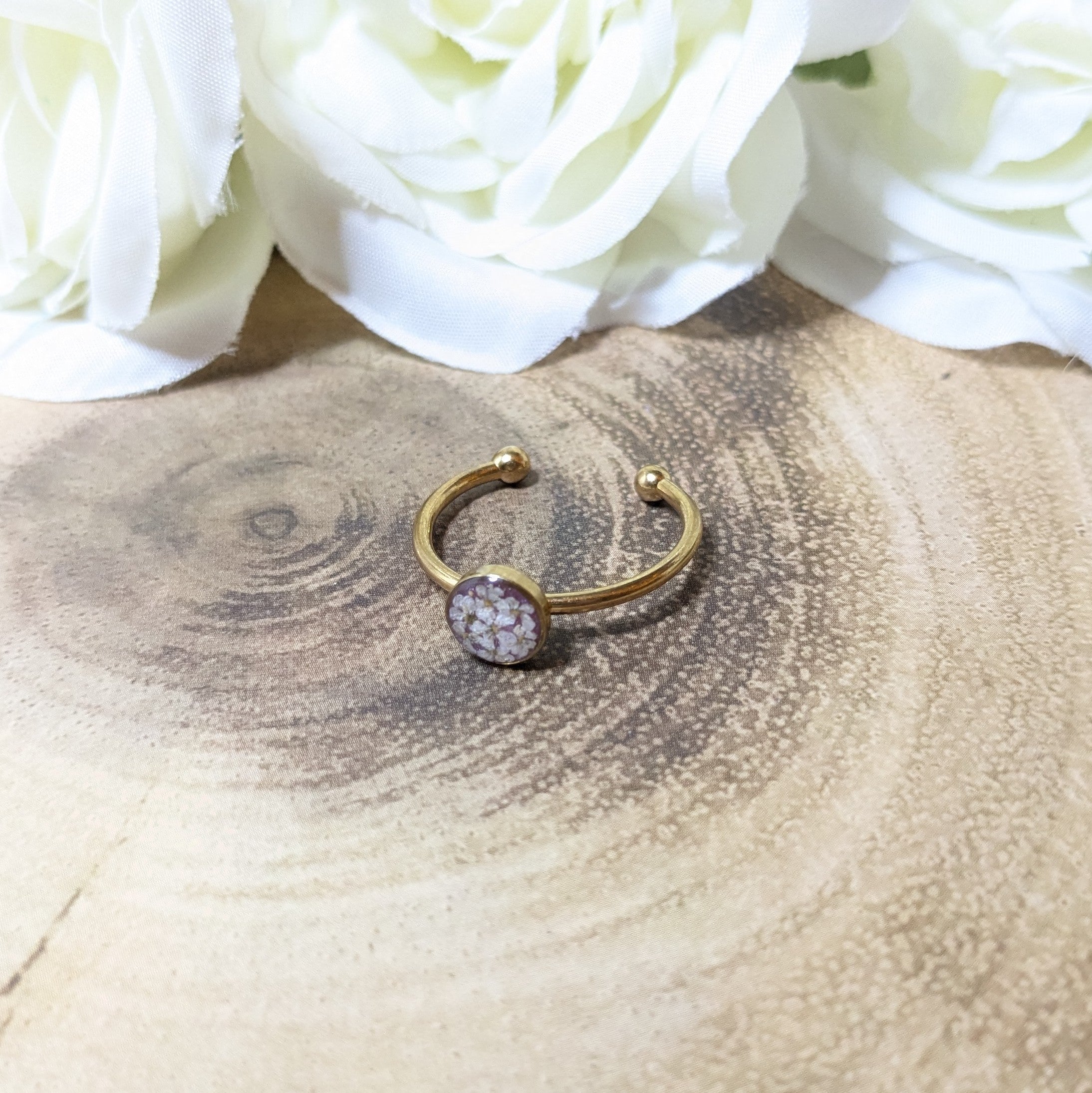 Queen Anne lace adjustable cuff ring