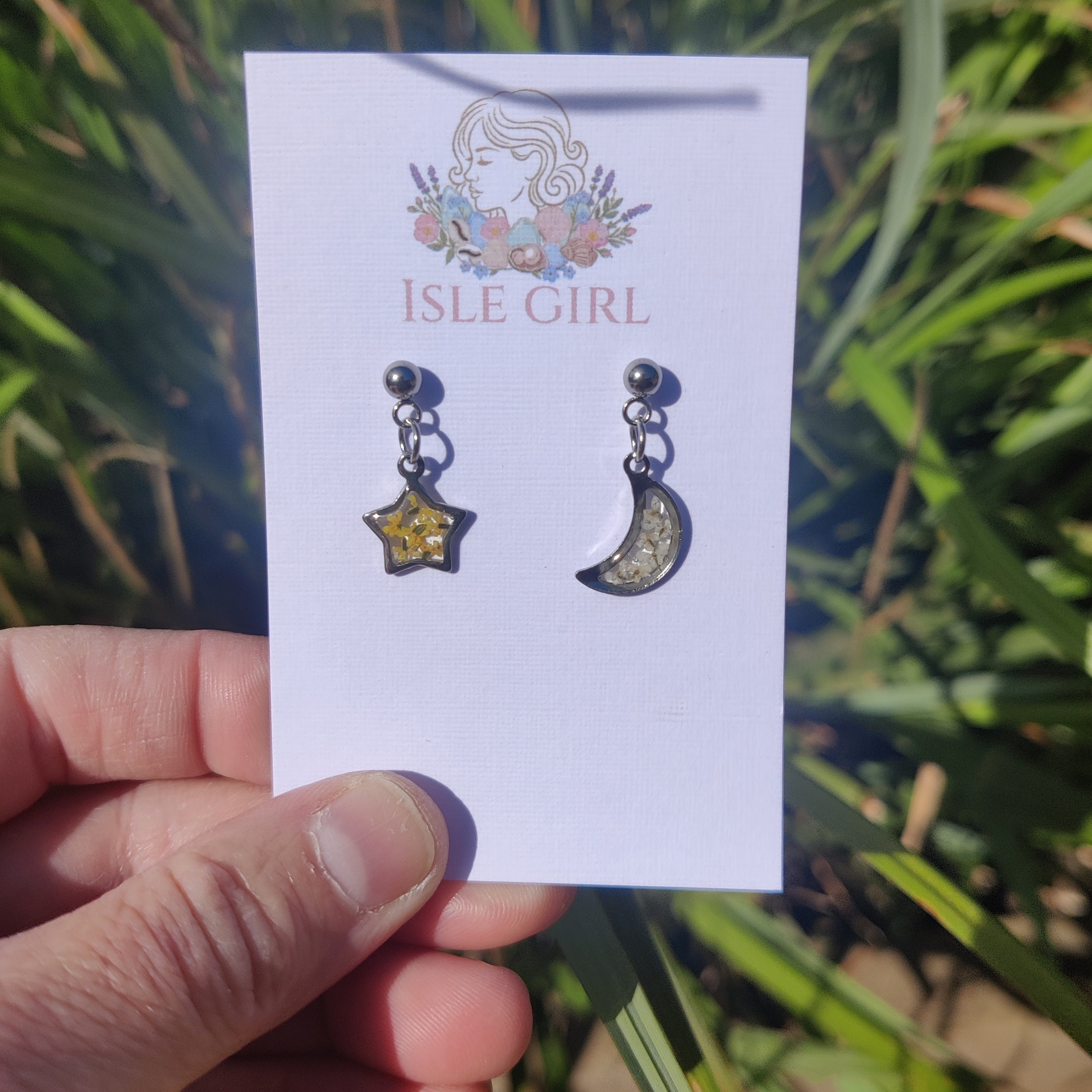 Moon and star earrings