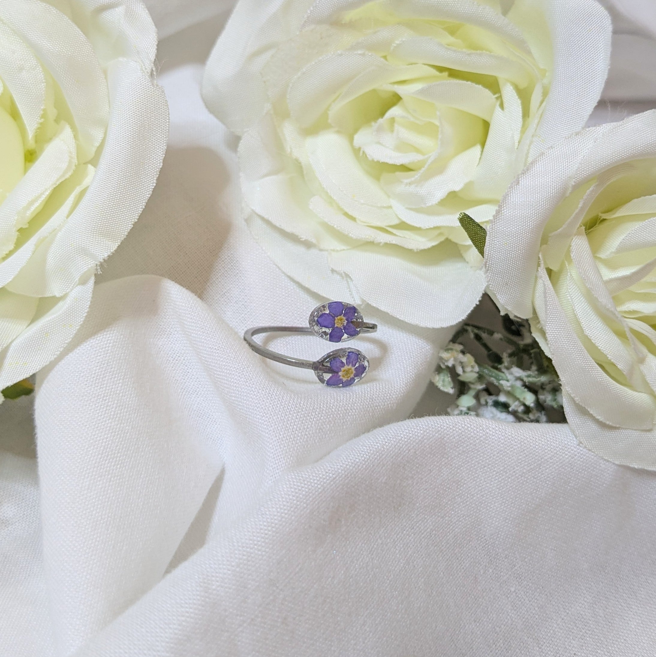 Handcrafted forget me not ring
