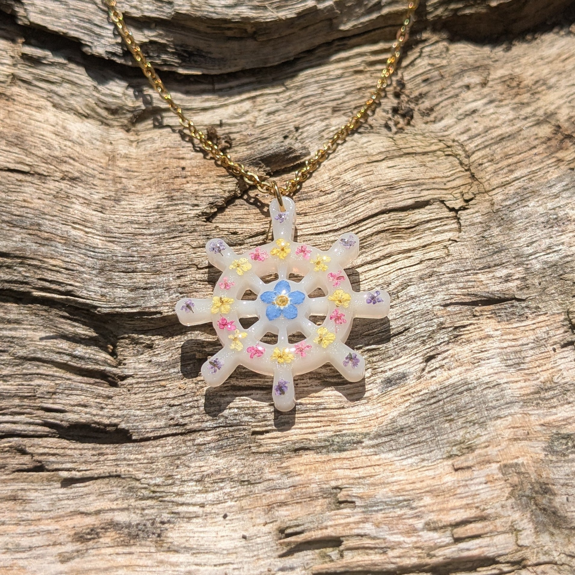 Floral ships Helm necklace