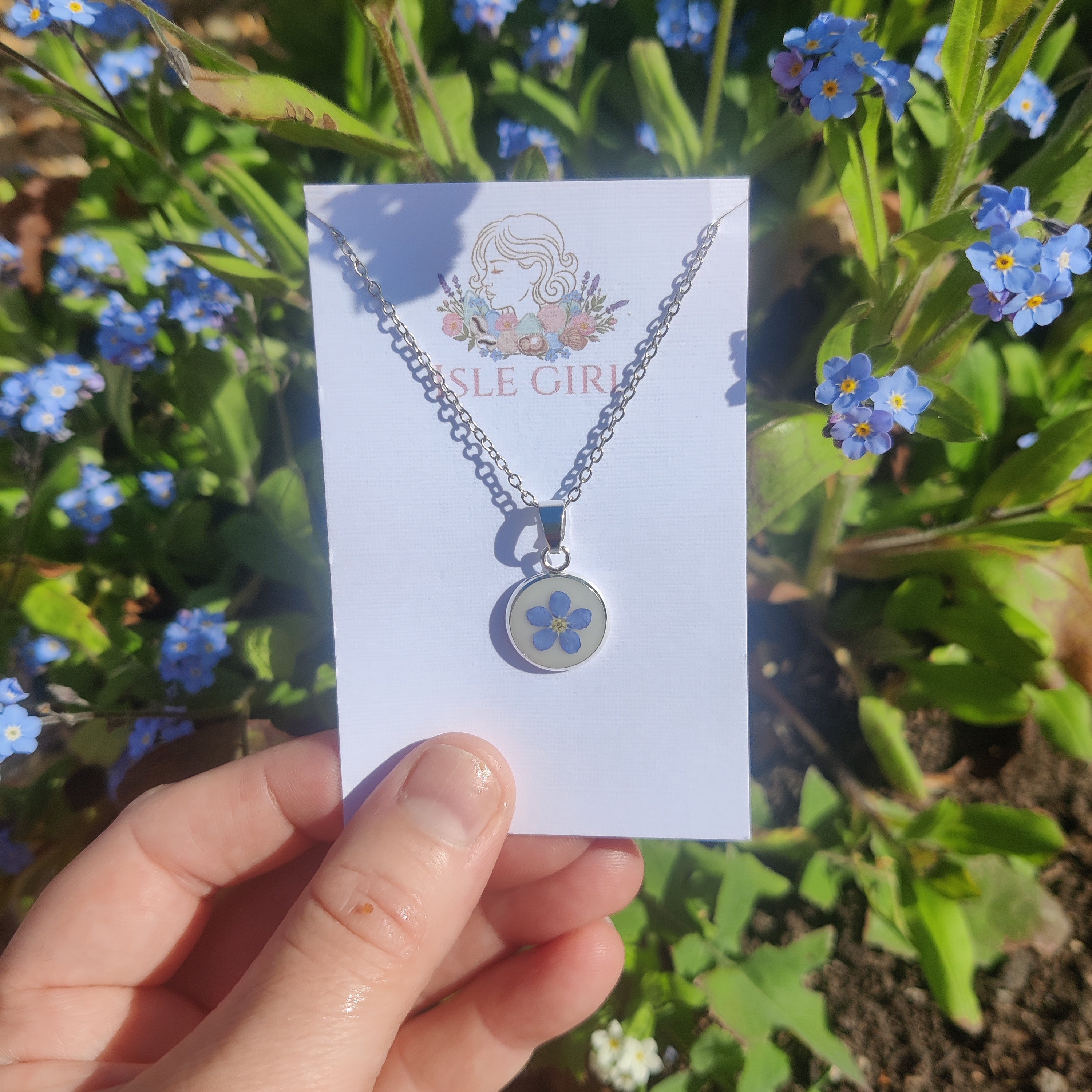 Little forget me not necklaces