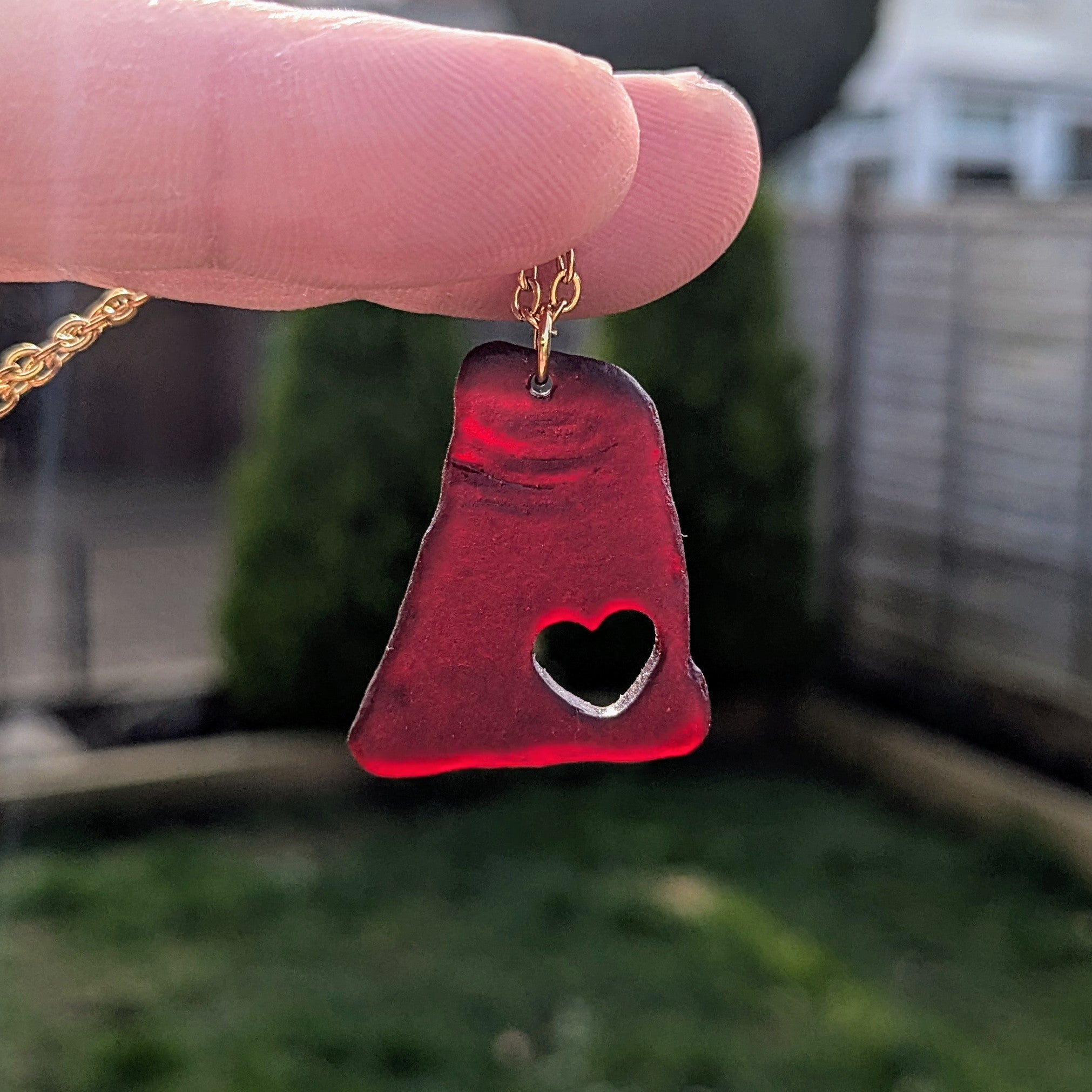 Rare deep red sea glass necklace