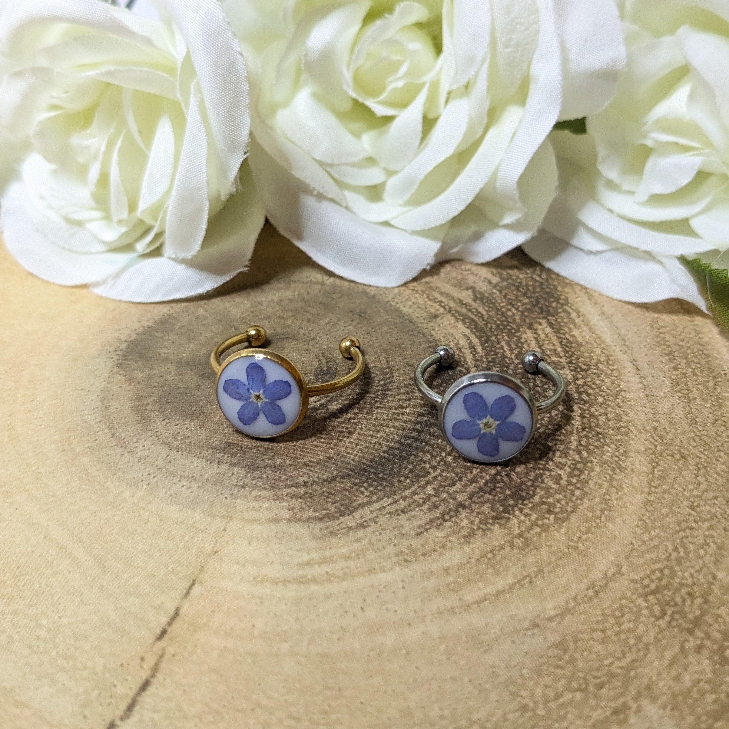 Forget me not adjustable cuff ring
