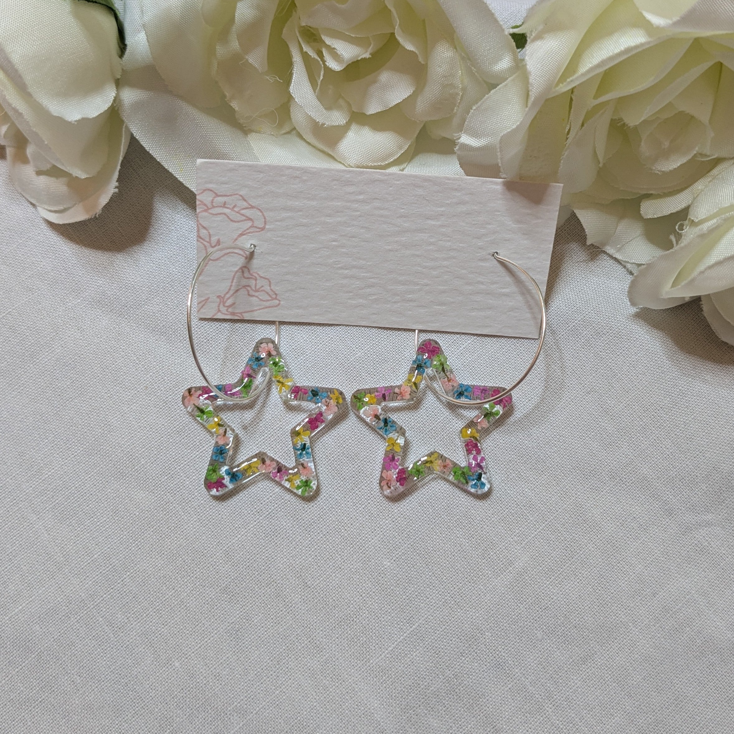 Floral star burst hoops