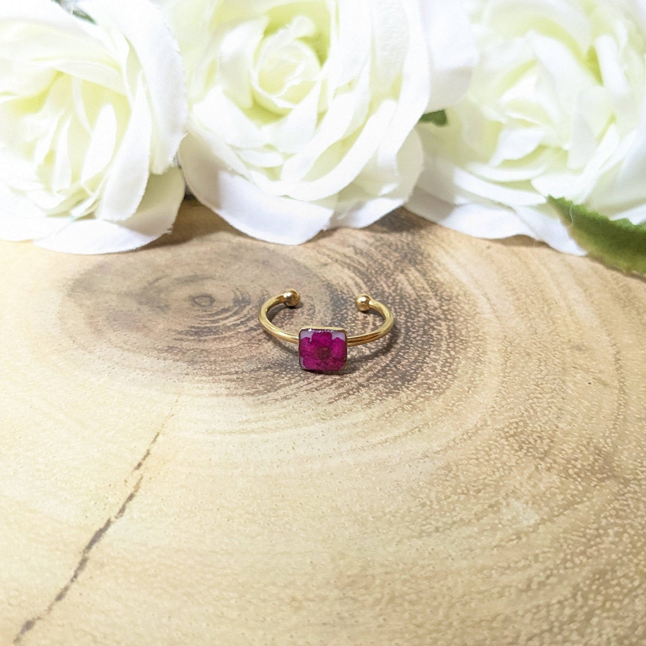 Flower blossom adjustable cuff ring