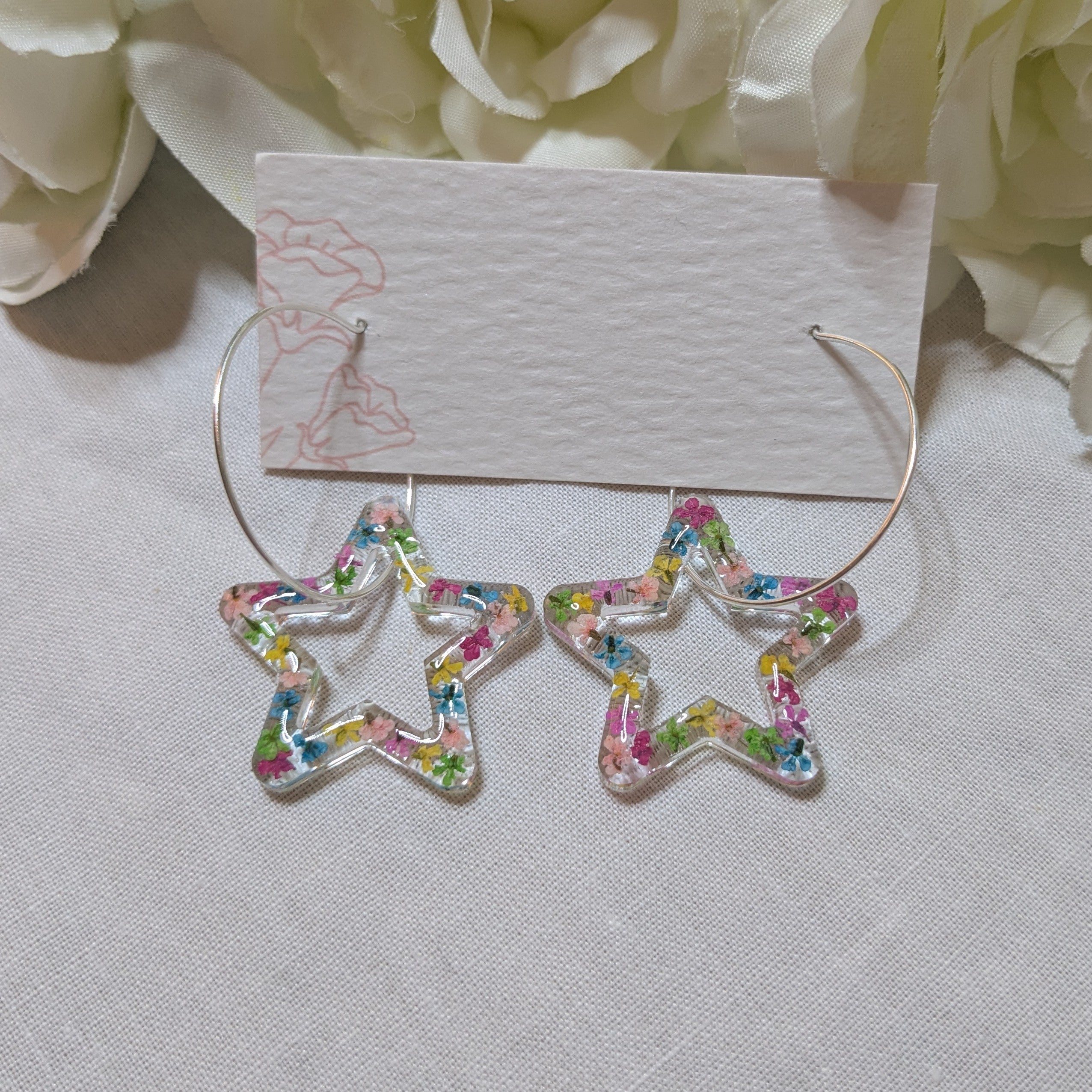 Floral star burst hoops