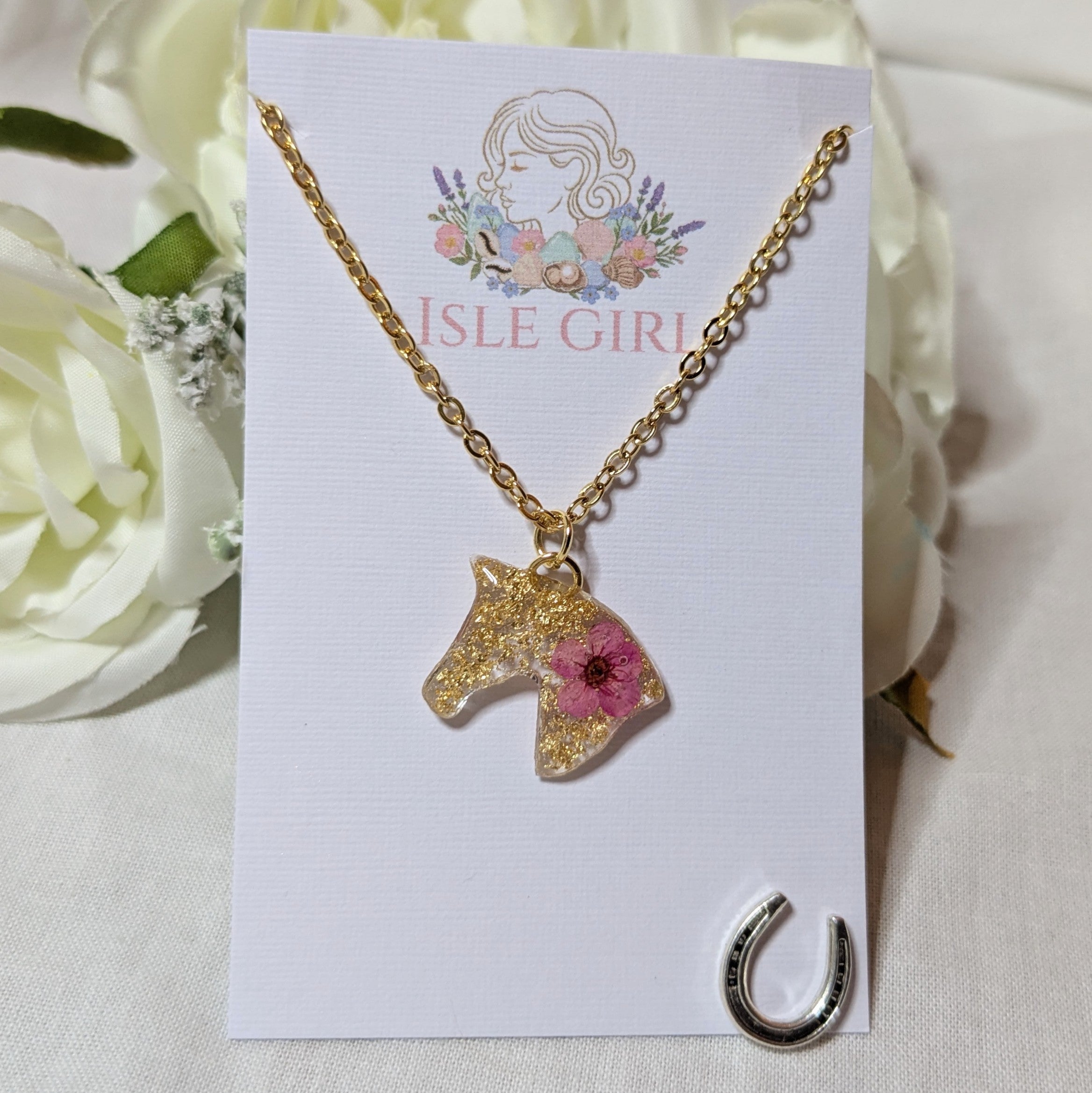 Floral horse necklace