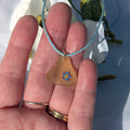 Pale yellow sea glass and forget me not necklace