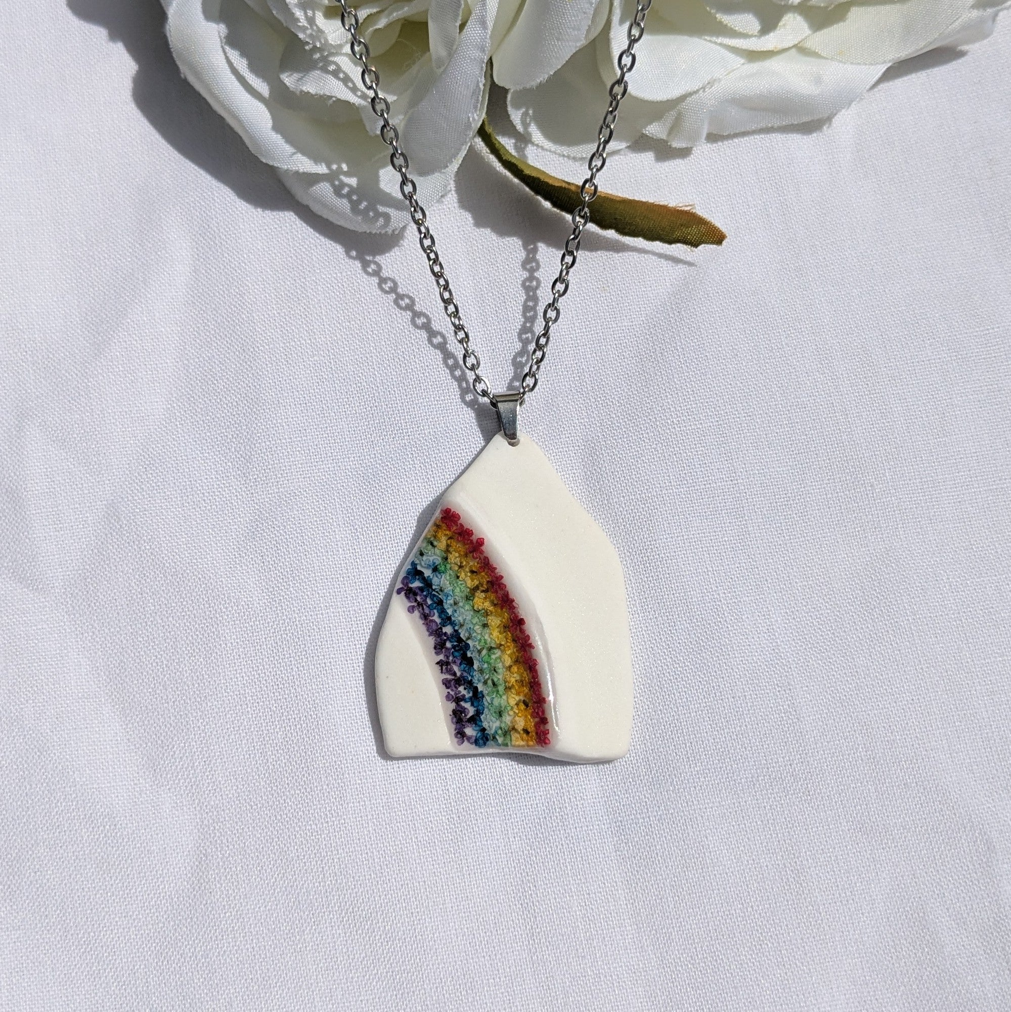 Rainbow sea pottery necklace