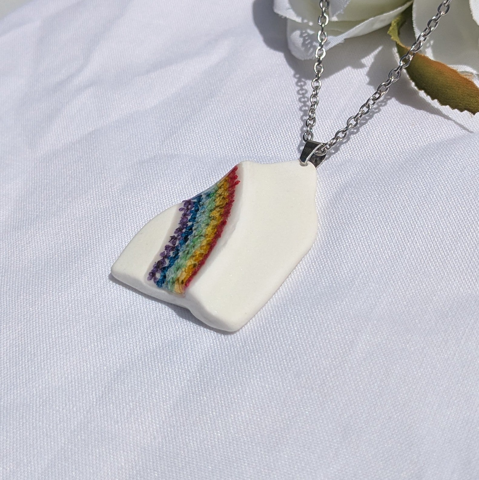 Rainbow sea pottery necklace