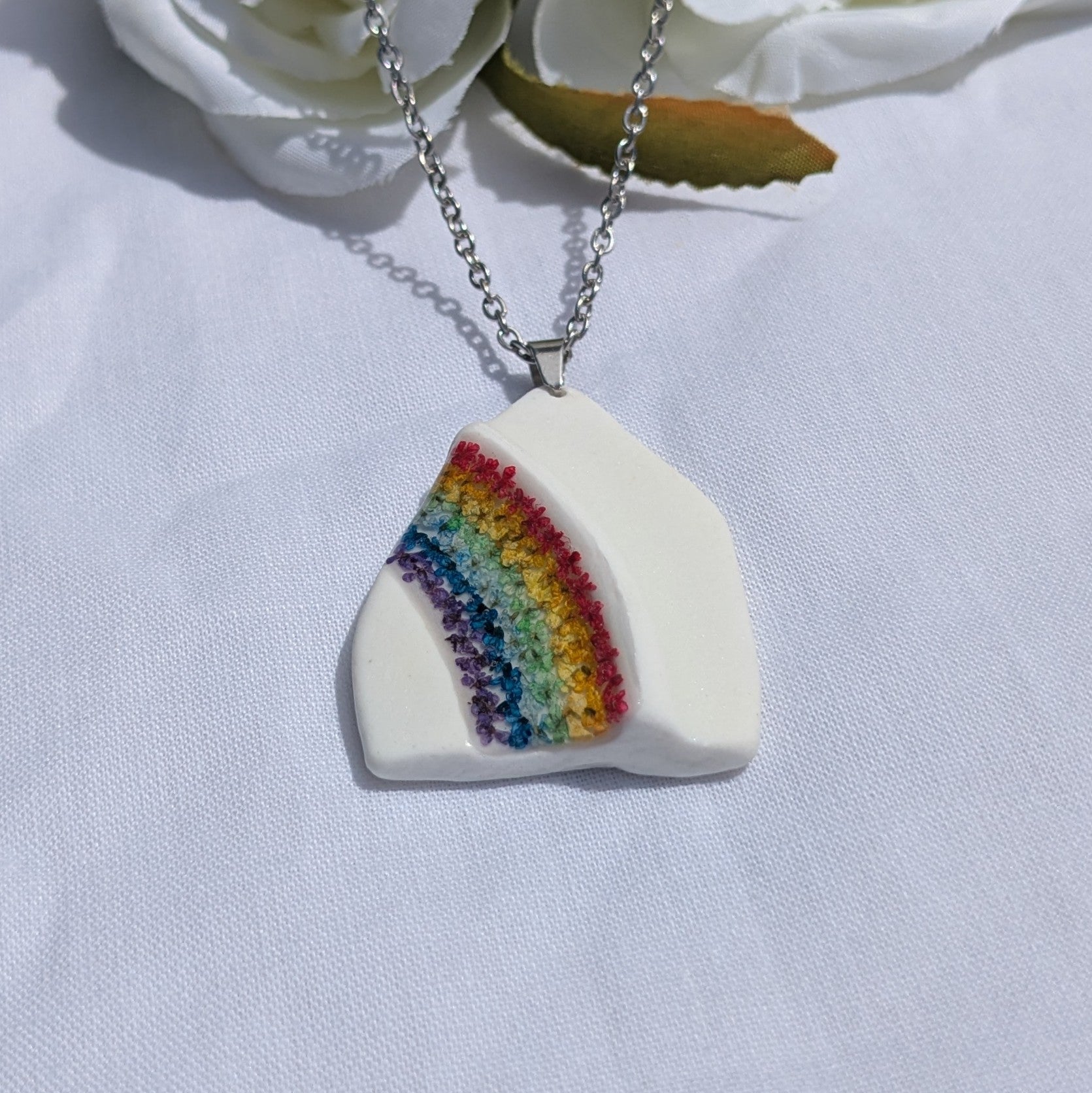 Rainbow sea pottery necklace