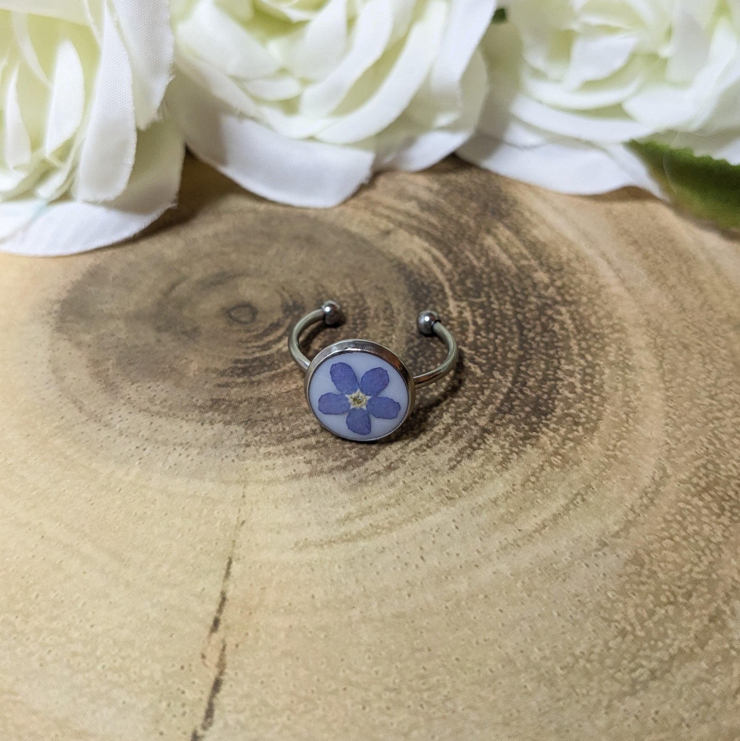 Forget me not adjustable cuff ring
