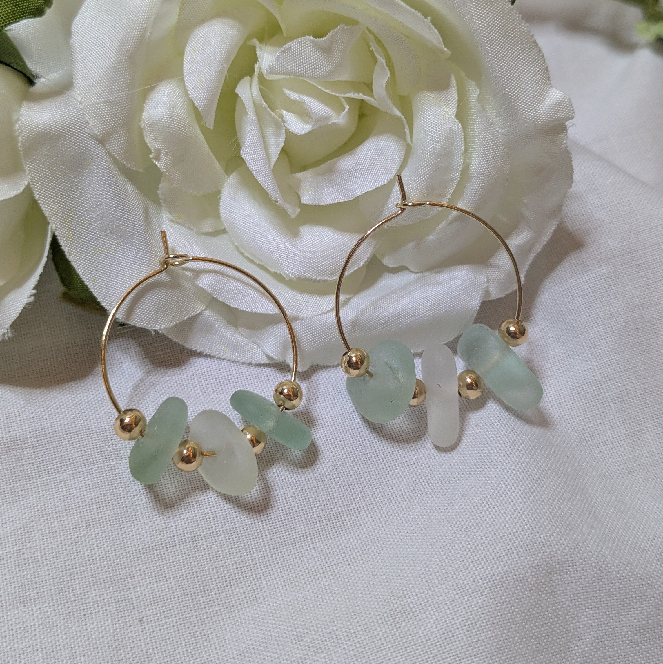Isle of Wight sea glass hoop earrings