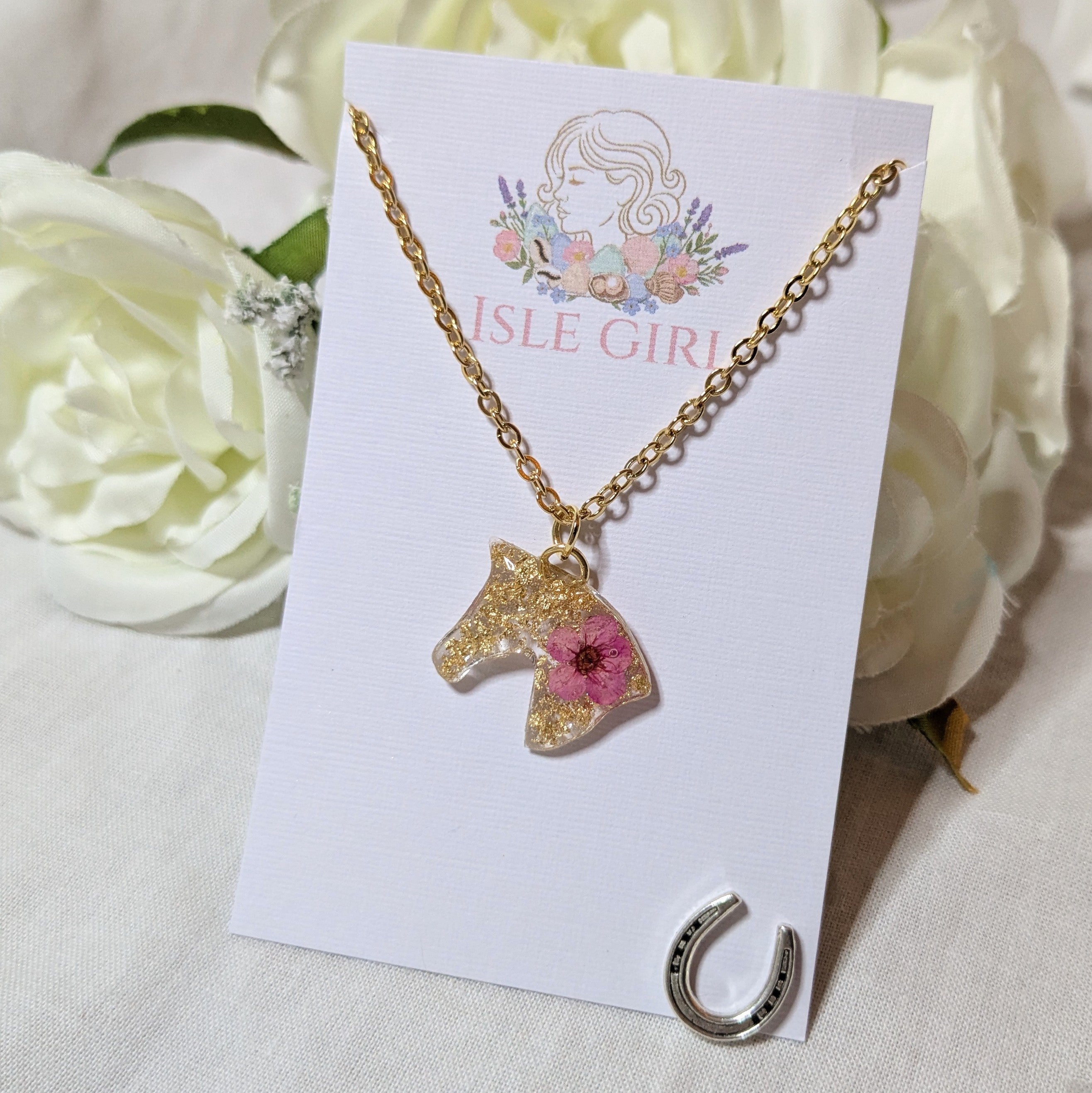 Floral horse necklace