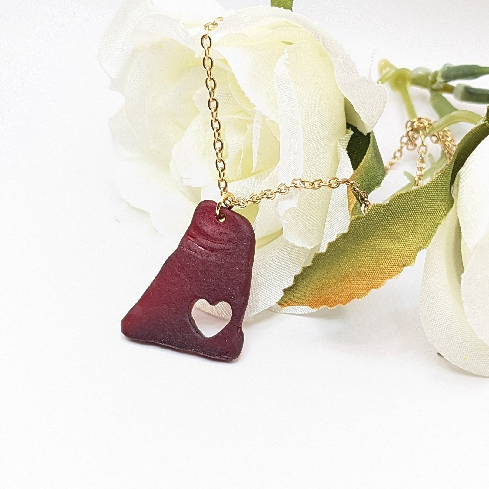 Rare deep red sea glass necklace