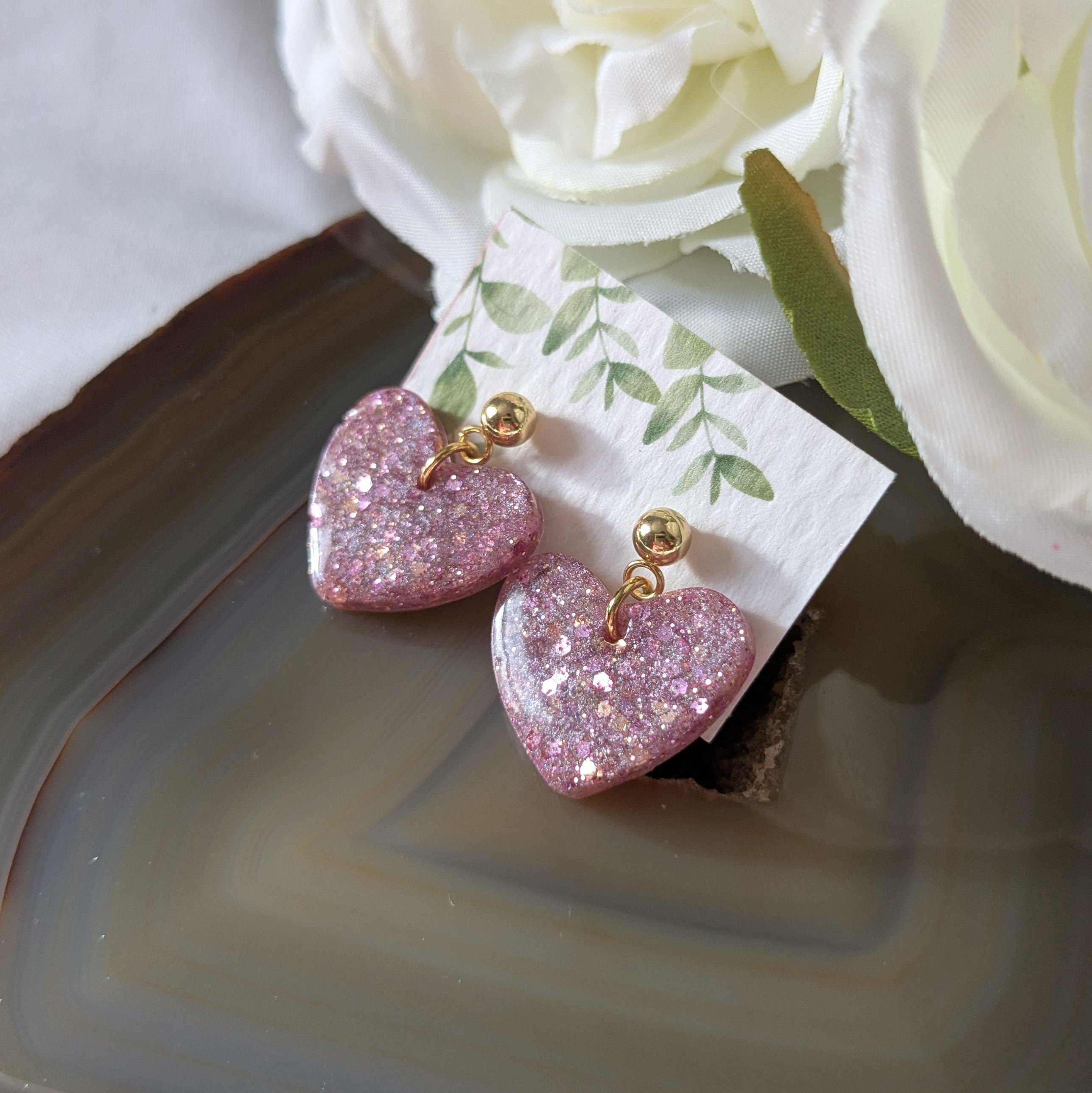Sparkling heart earrings