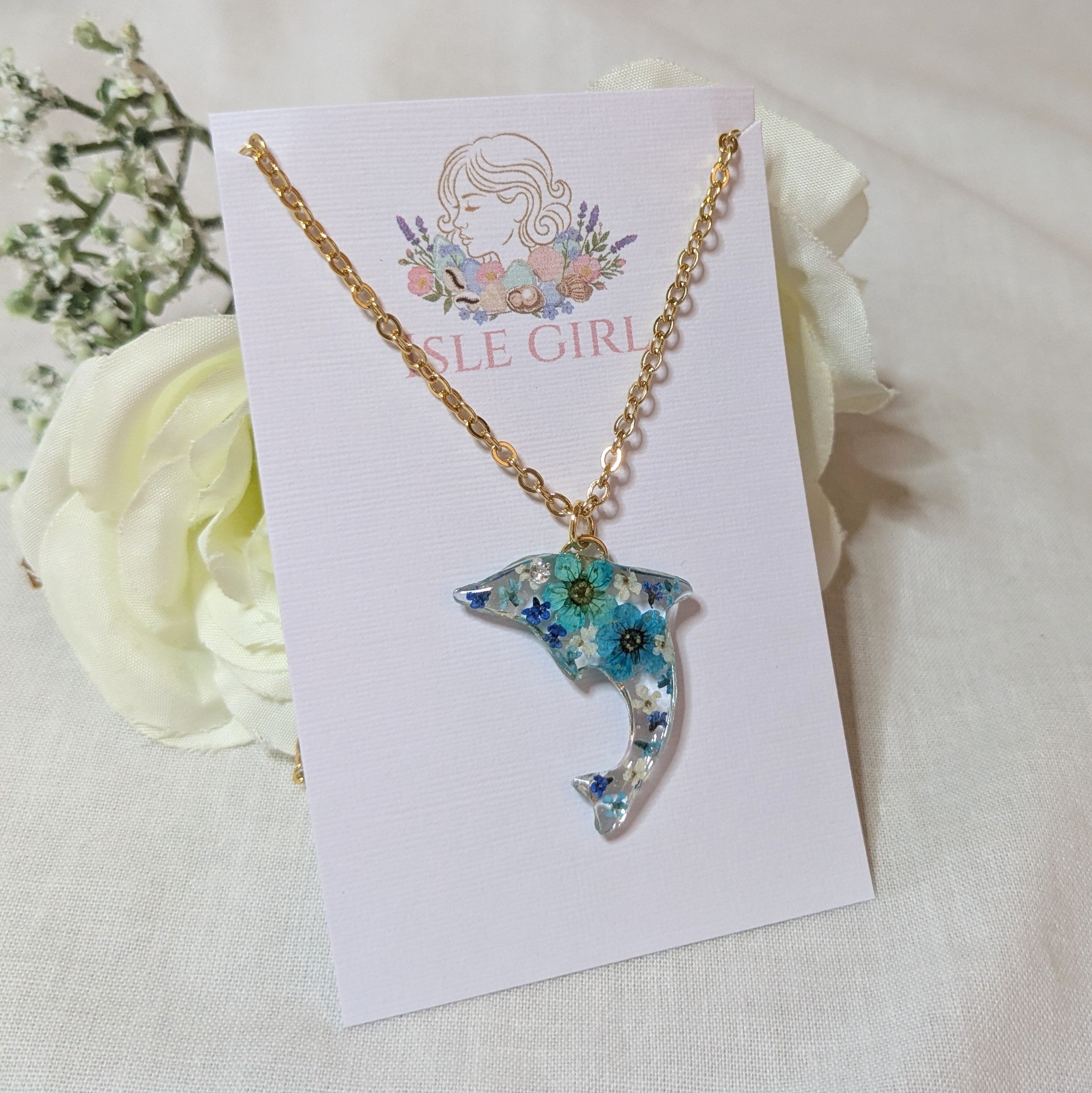 Floral Dolphin necklace