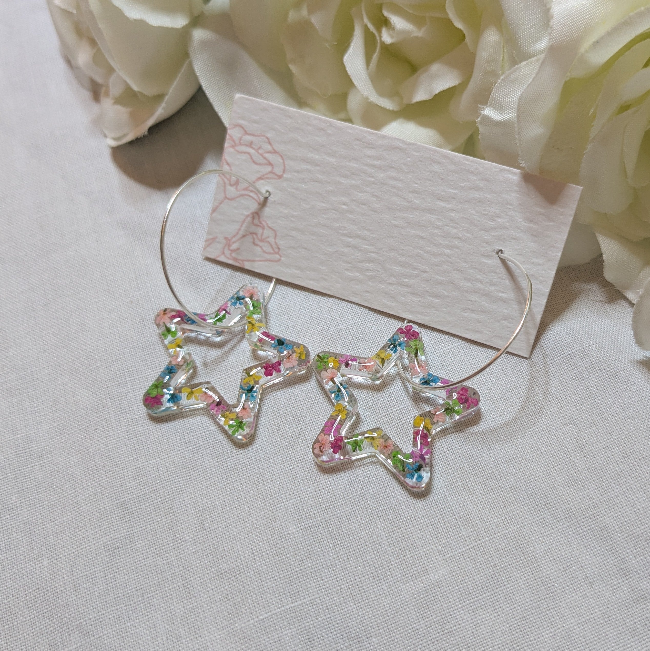 Floral star burst hoops