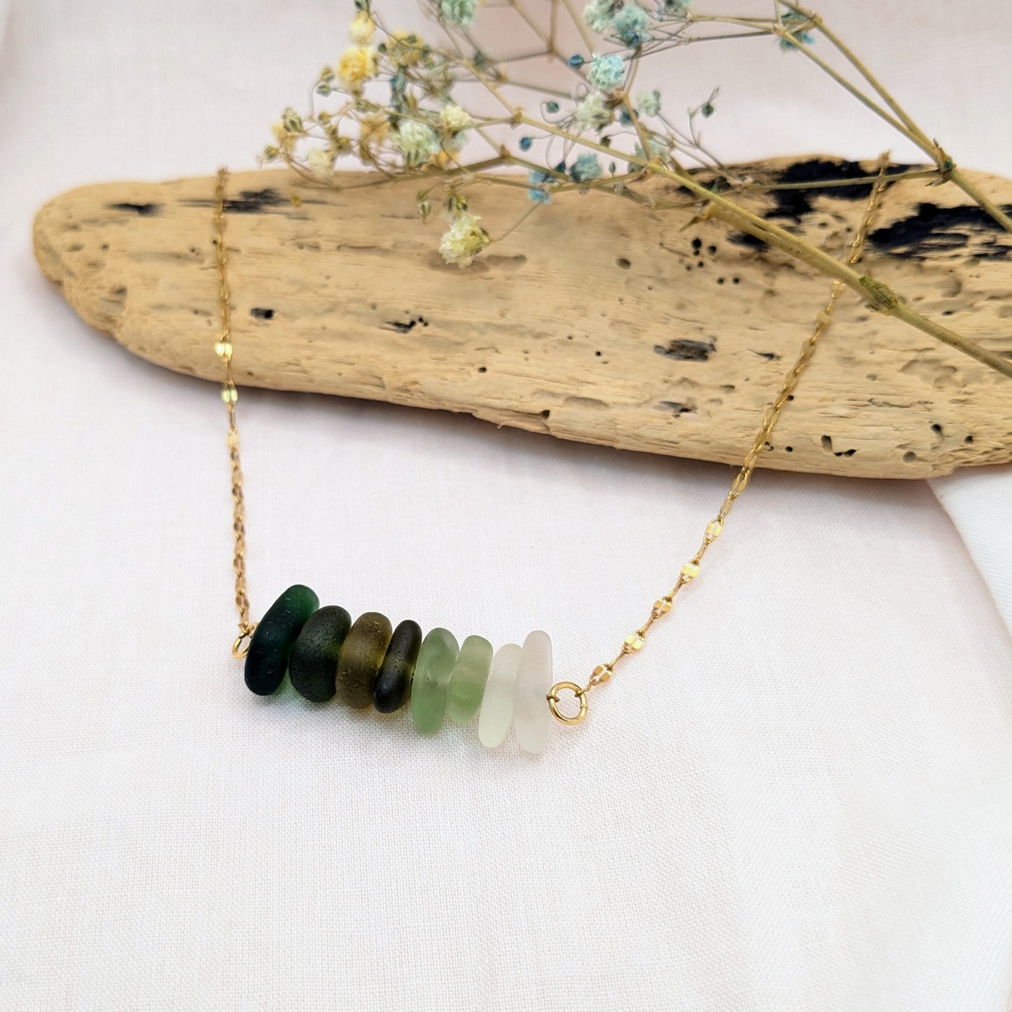 Ombre sideways stack necklace