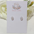 Resin cowrie shell stud earrings