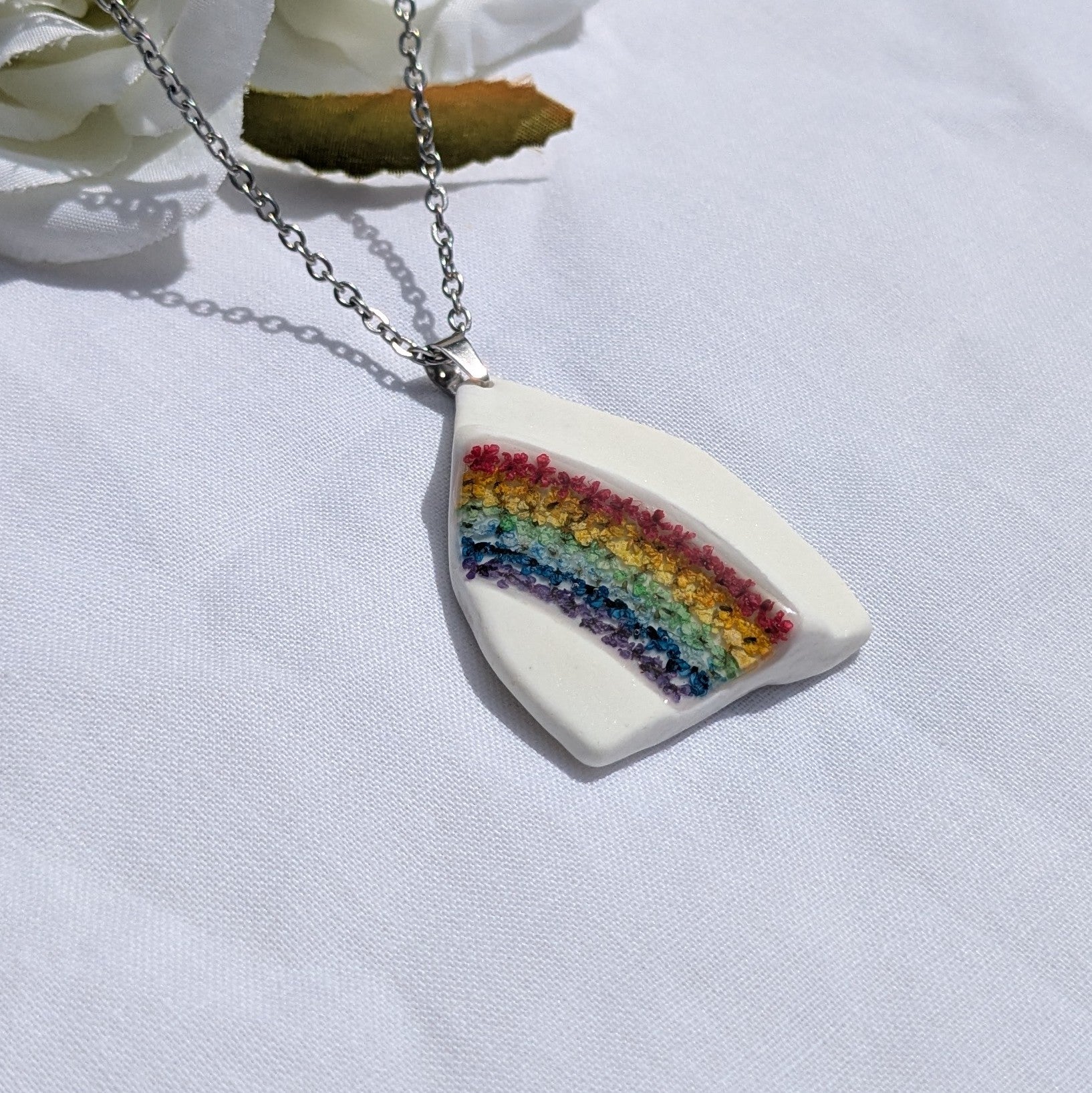 Rainbow sea pottery necklace