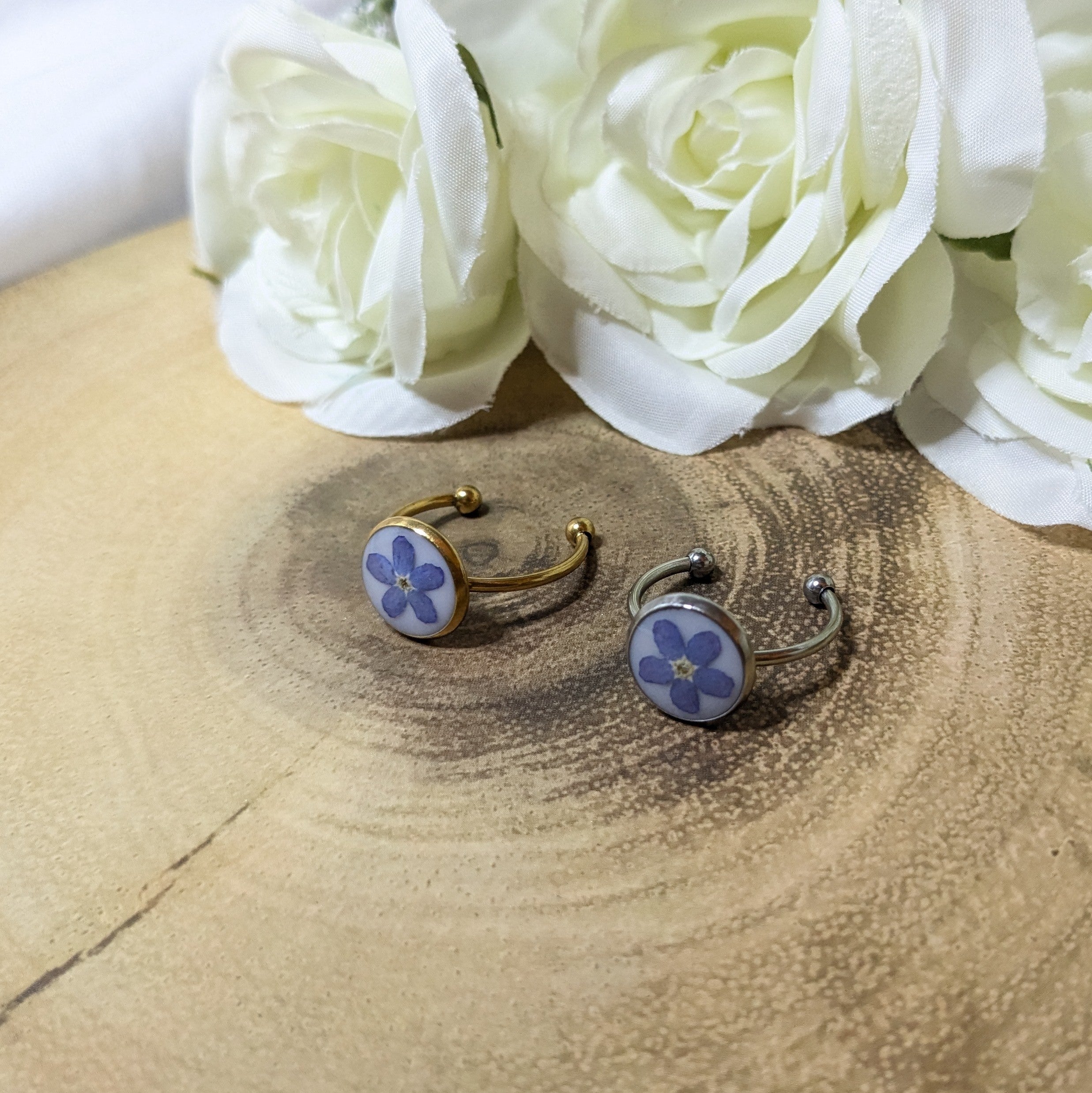 Forget me not adjustable cuff ring