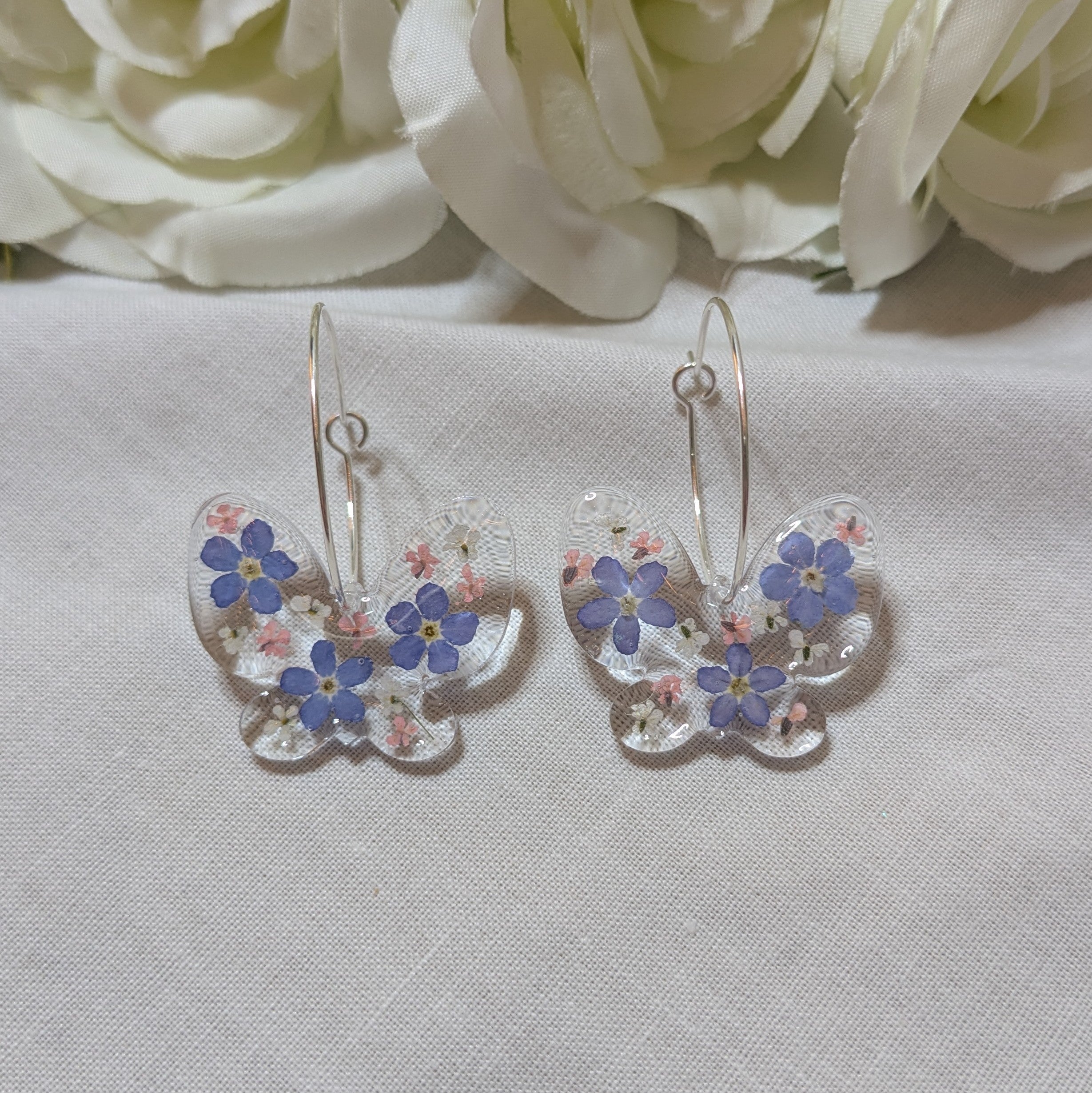 Forget me not butterfly hoops