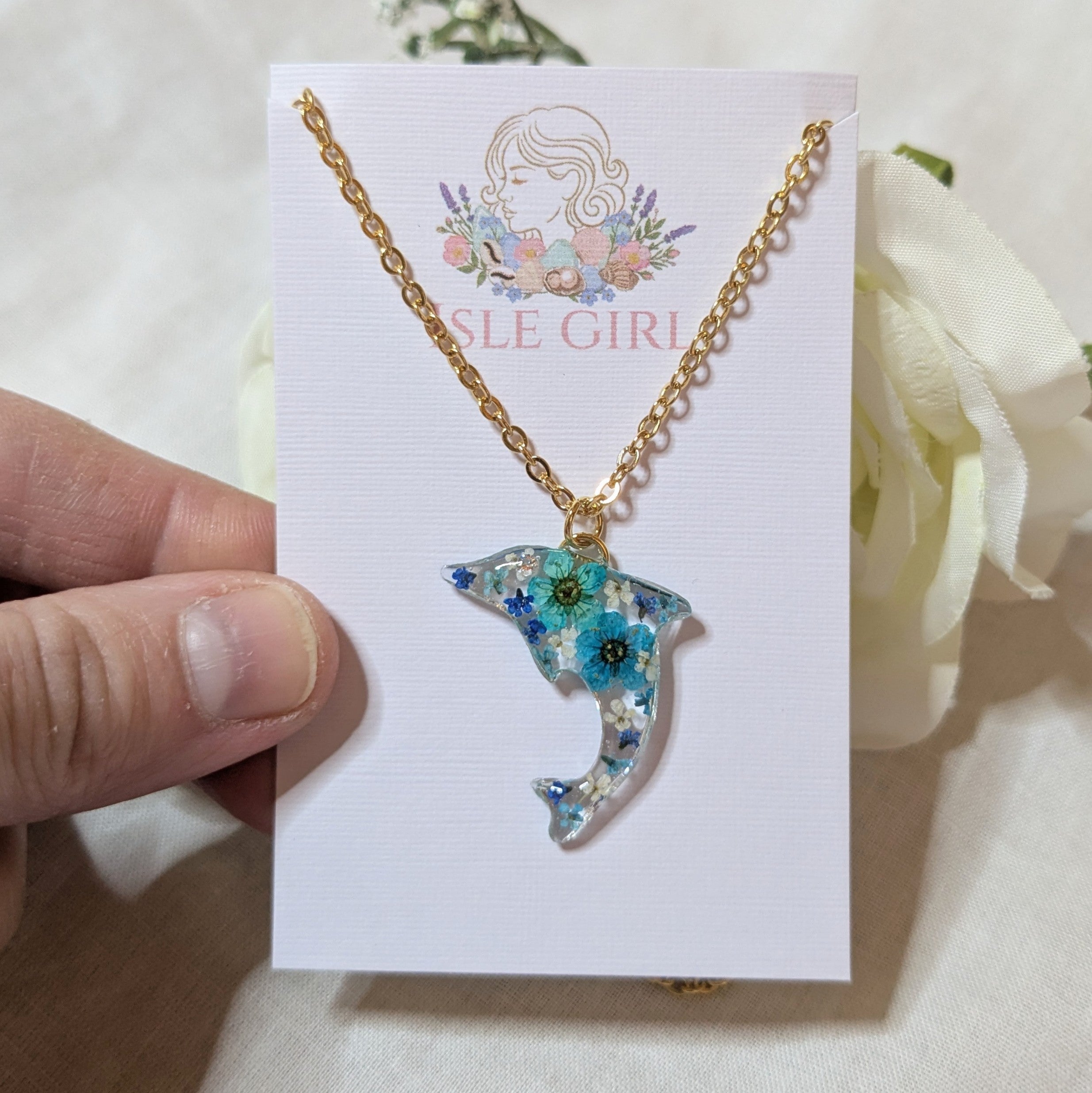 Floral Dolphin necklace