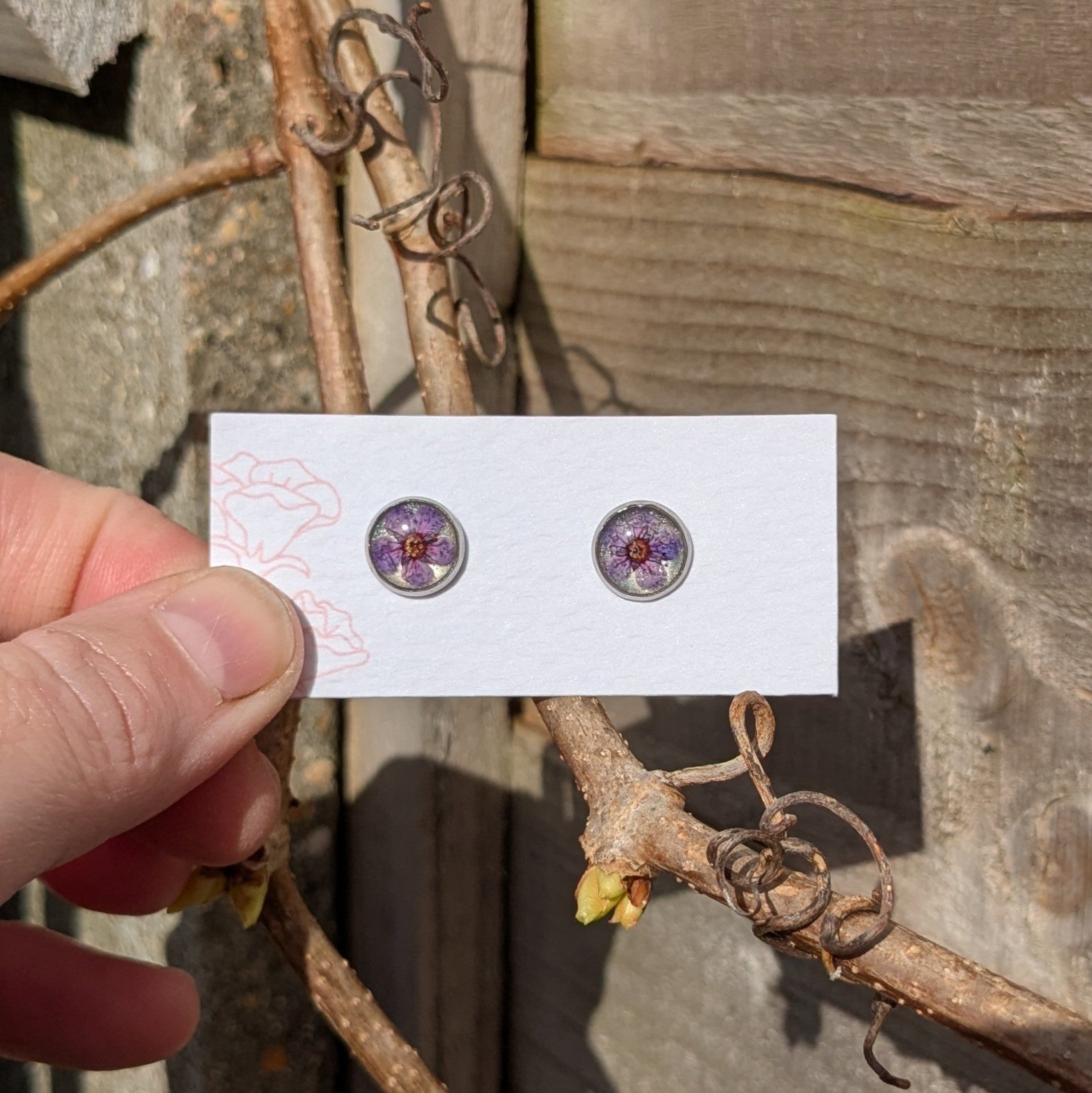 Purple Flower blossom earrings