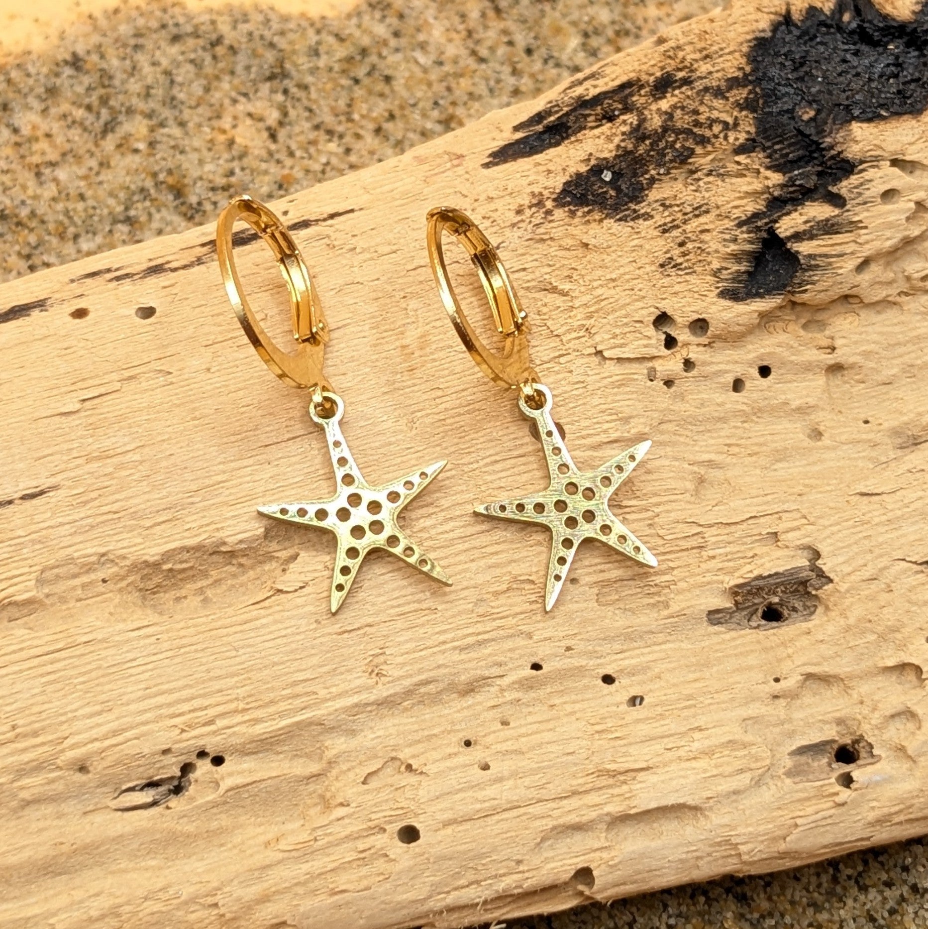 Starfish wishes huggies earrings (Gold)