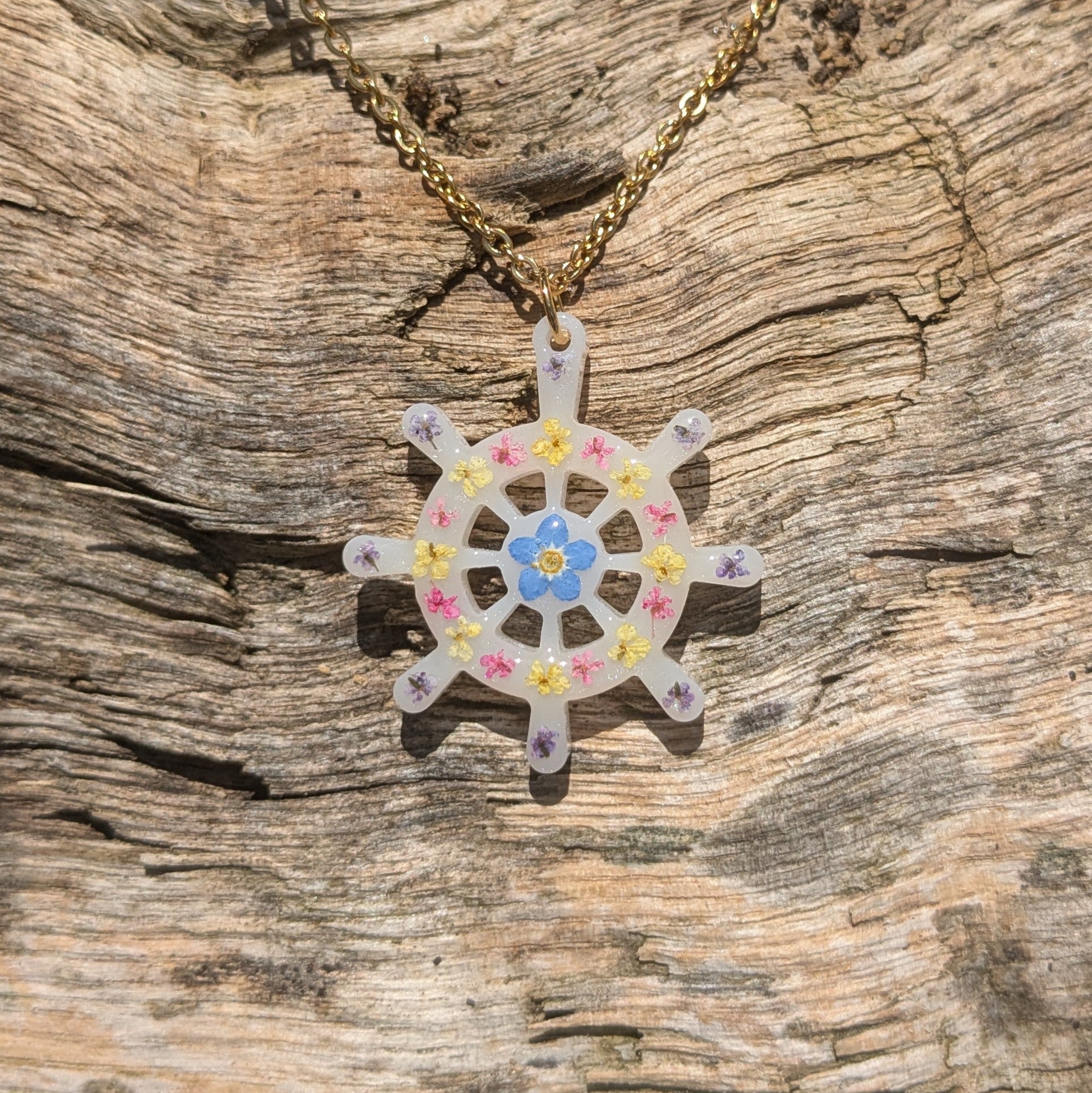 Floral ships Helm necklace