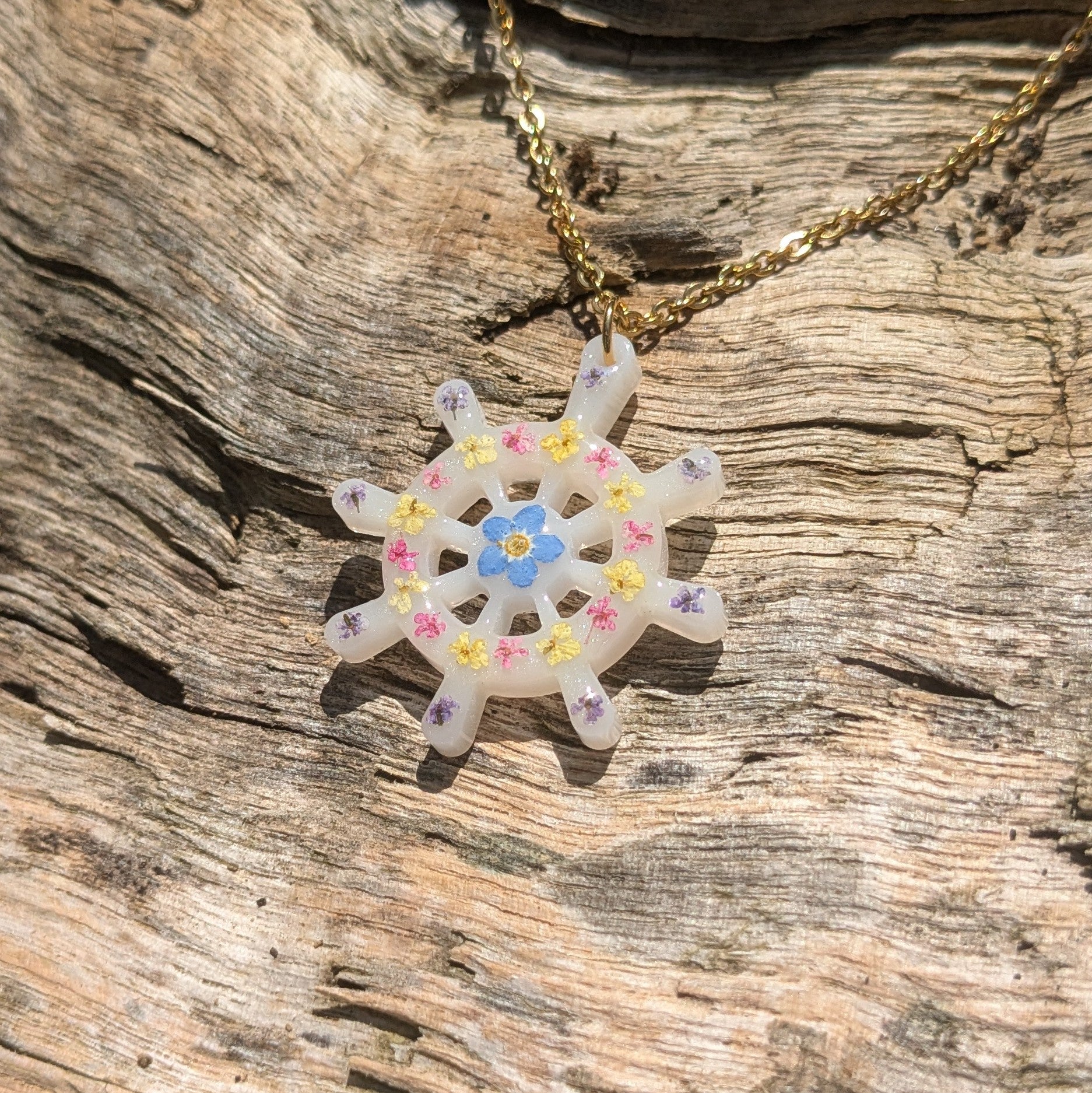 Floral ships Helm necklace