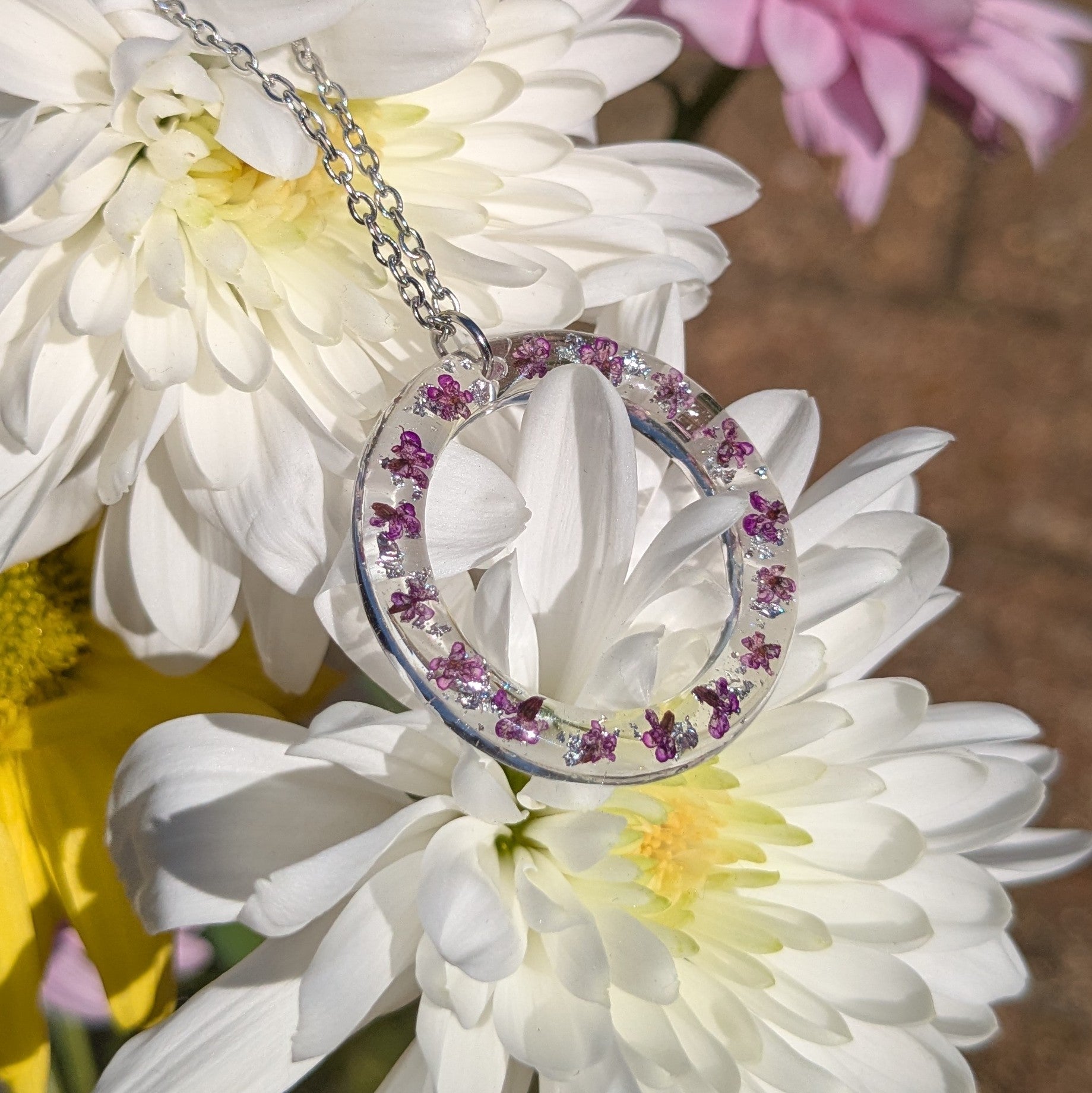 Queen Anne lace petal necklace